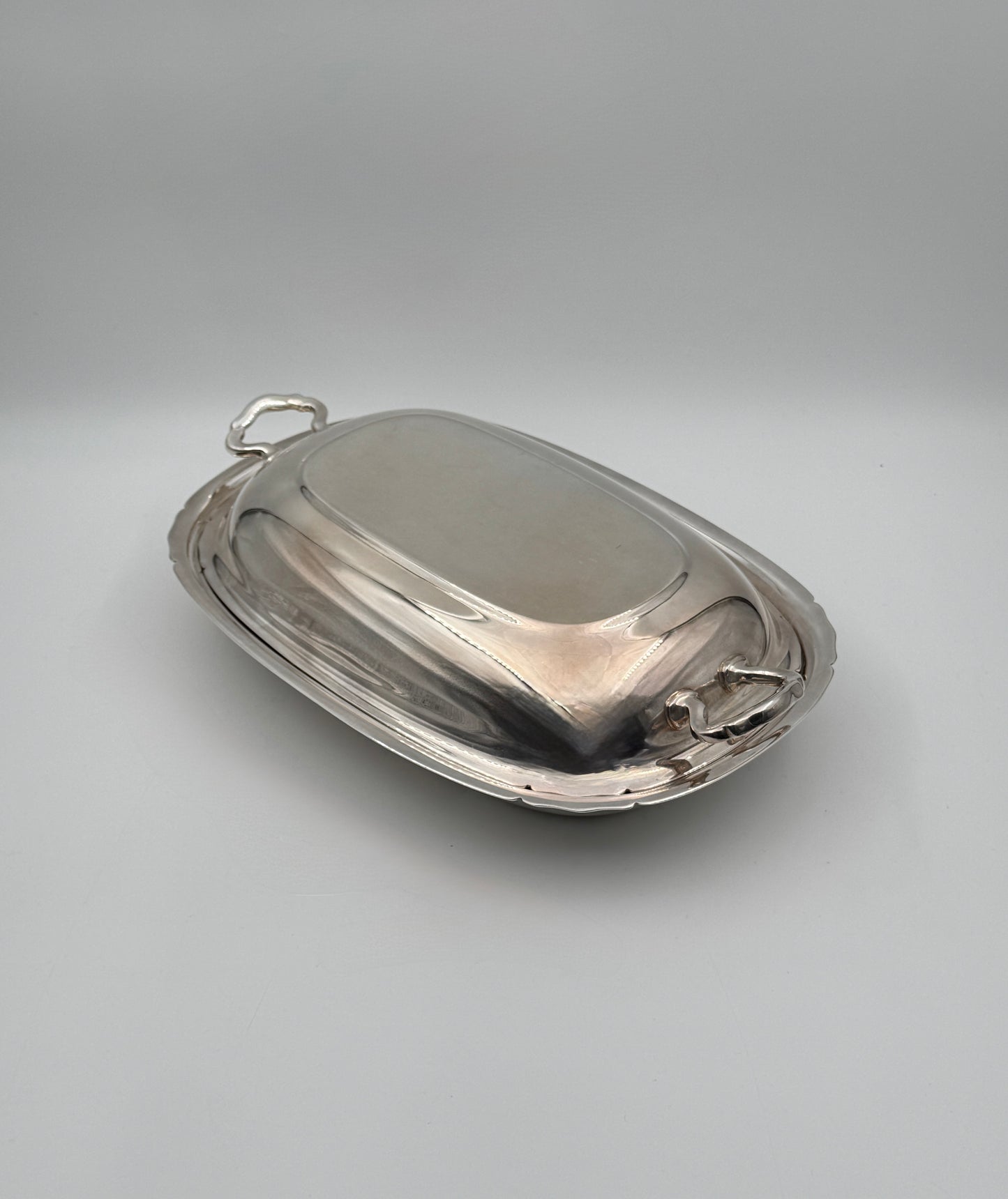 Silverplate Rectangular Covered Serving Dish with Side Handles