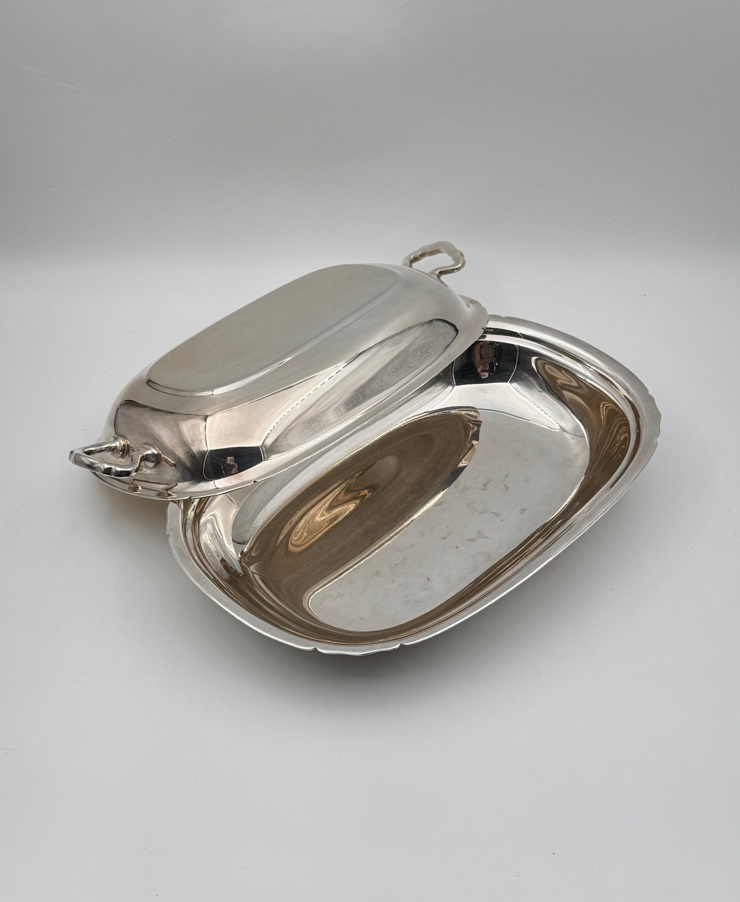 Silverplate Rectangular Covered Serving Dish with Side Handles