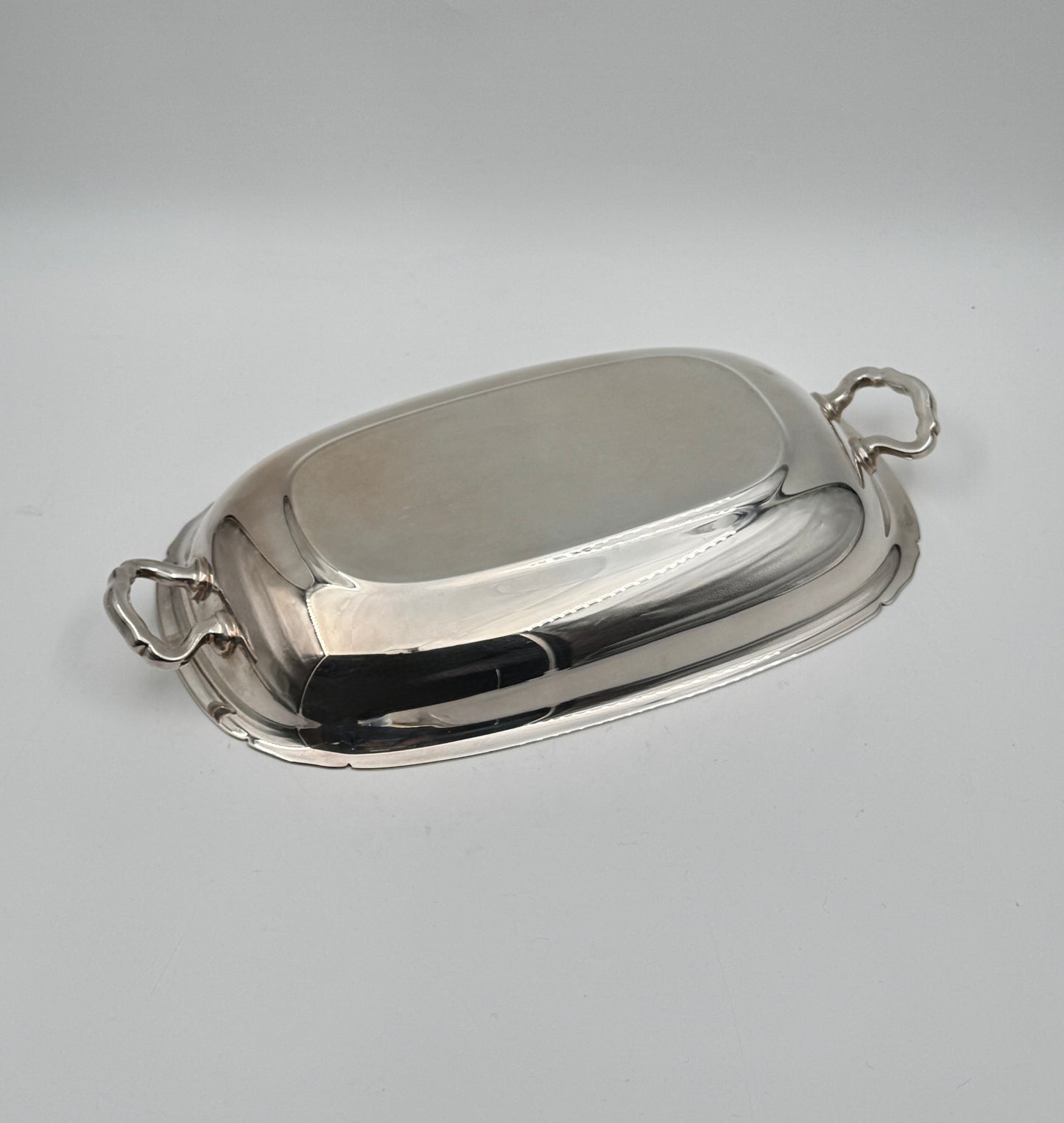Silverplate Rectangular Covered Serving Dish with Side Handles