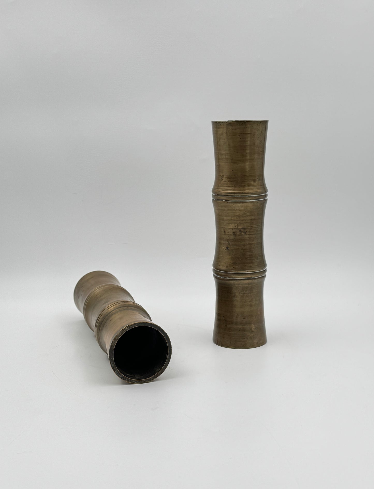 Pair of Brass Candleholders – Rattan Motif