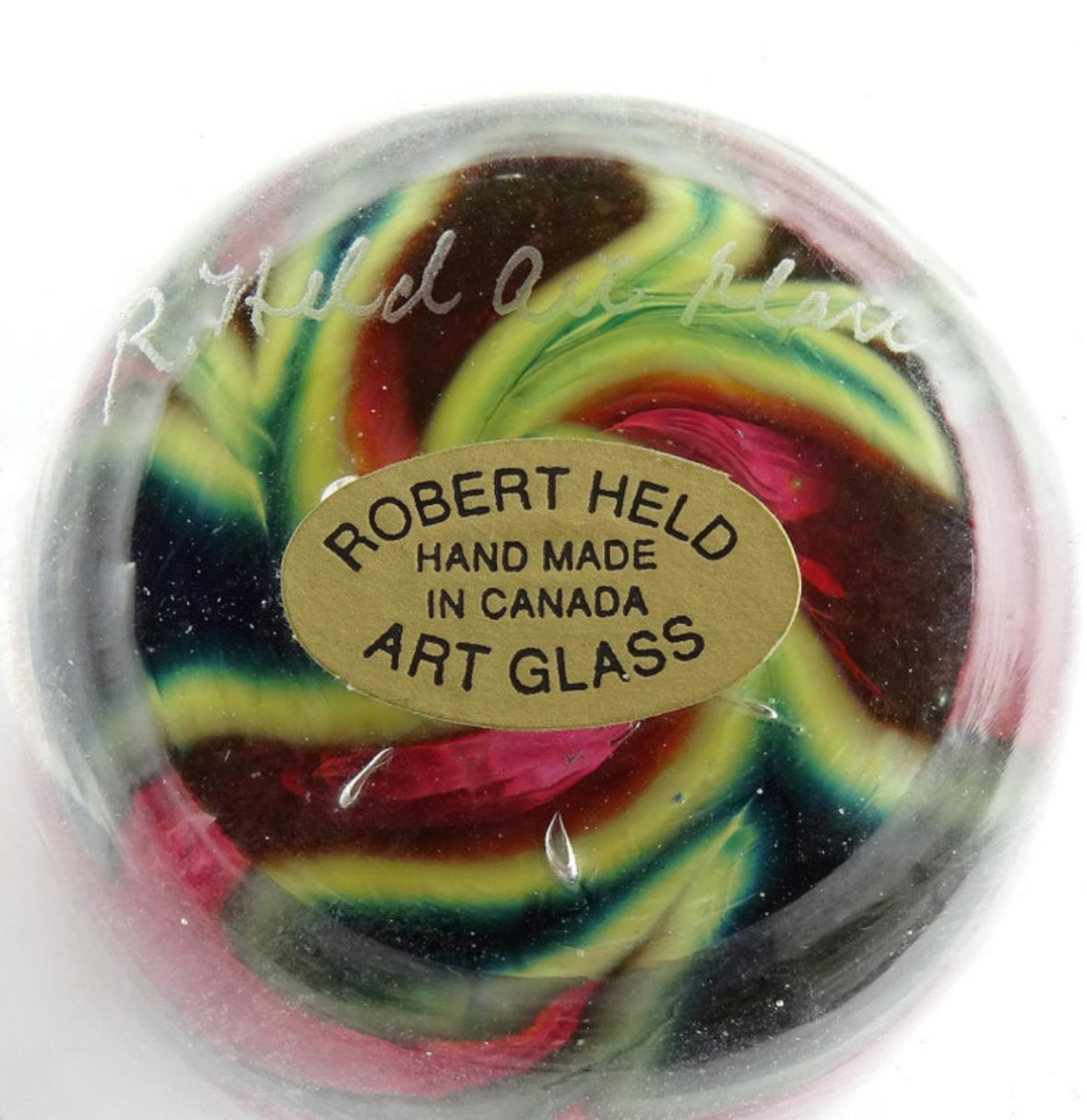 Robert Held Hand-Blown Tulip Art Glass Vase – White Tulip on Pink