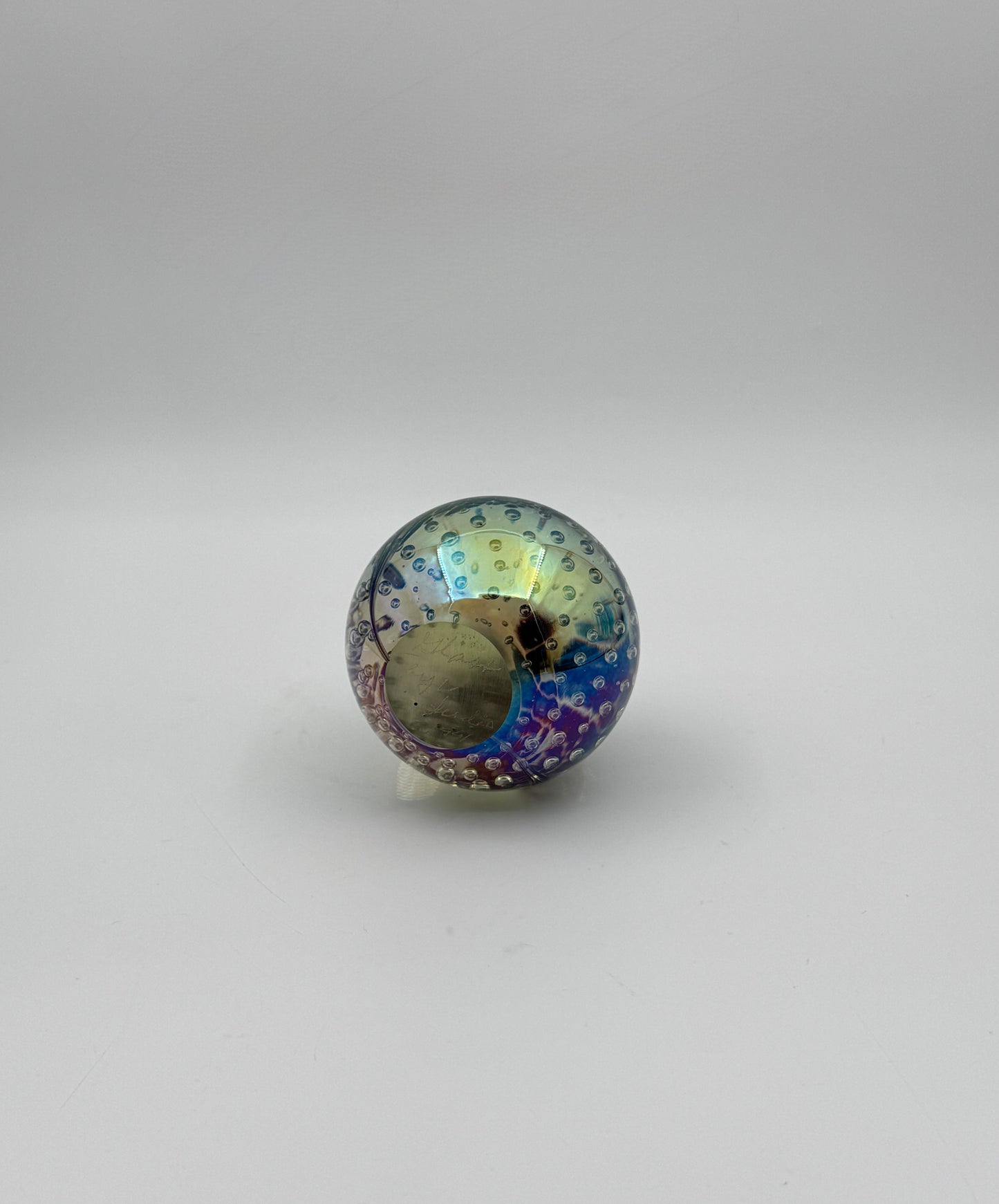 Glass Eye Studio Iridescent Paperweight – Signed 1991