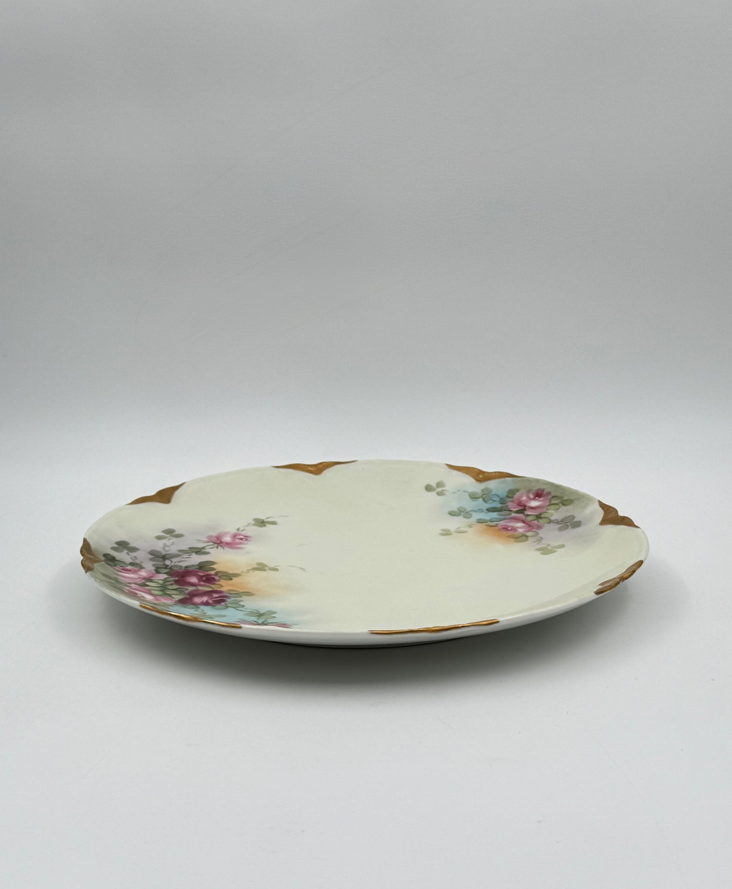 Haviland France Hand-Painted Plate – Roses & Gilded Corners