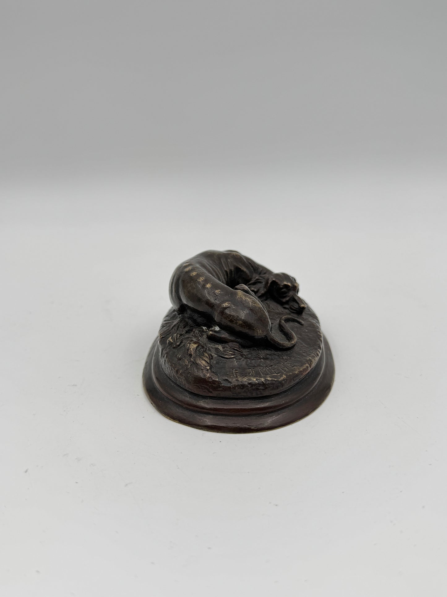 Sleeping Dog Bronze Sculpture by Pierre-Jules Mêne – 19th Century French Animalier
