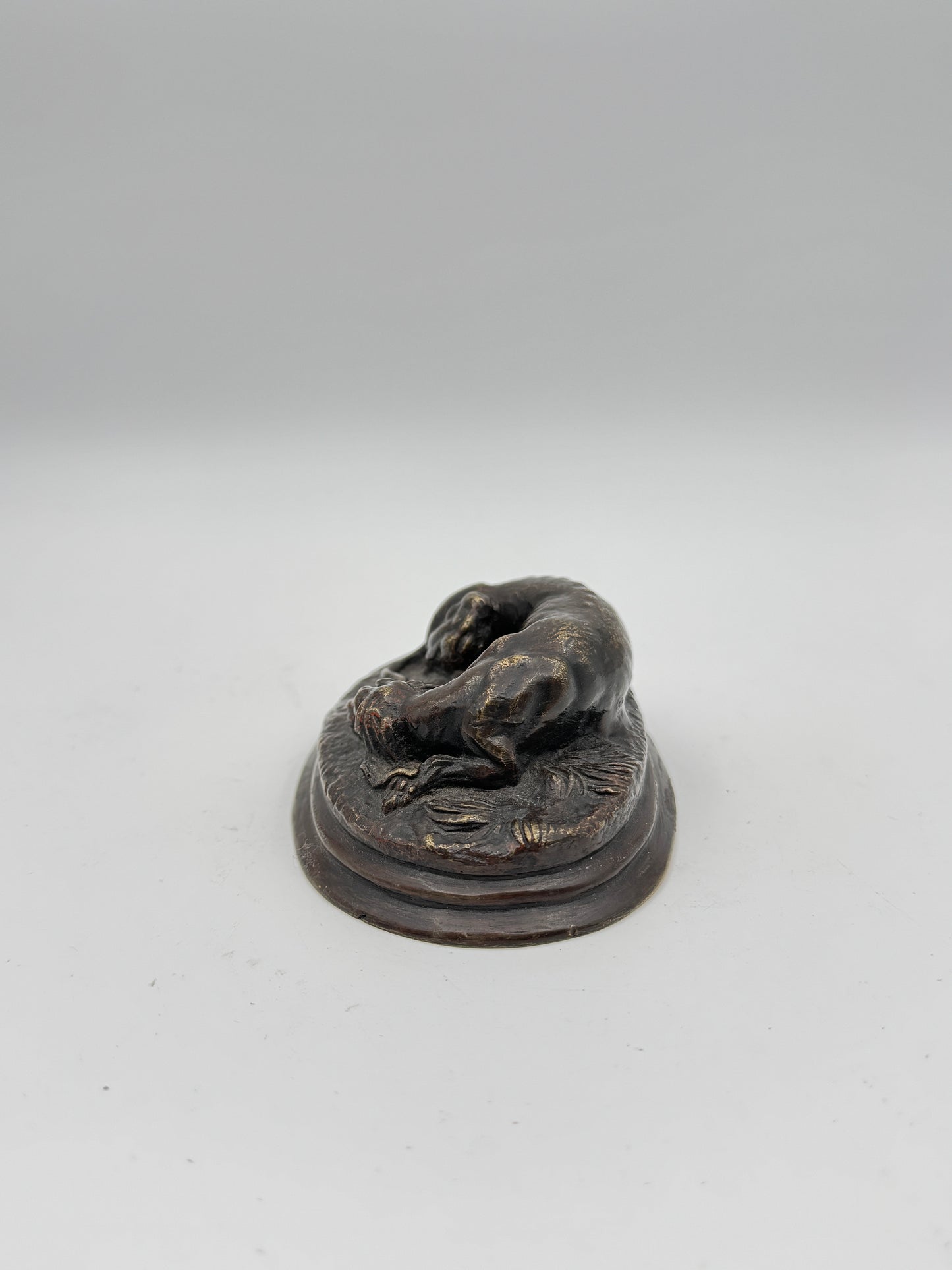 Sleeping Dog Bronze Sculpture by Pierre-Jules Mêne – 19th Century French Animalier