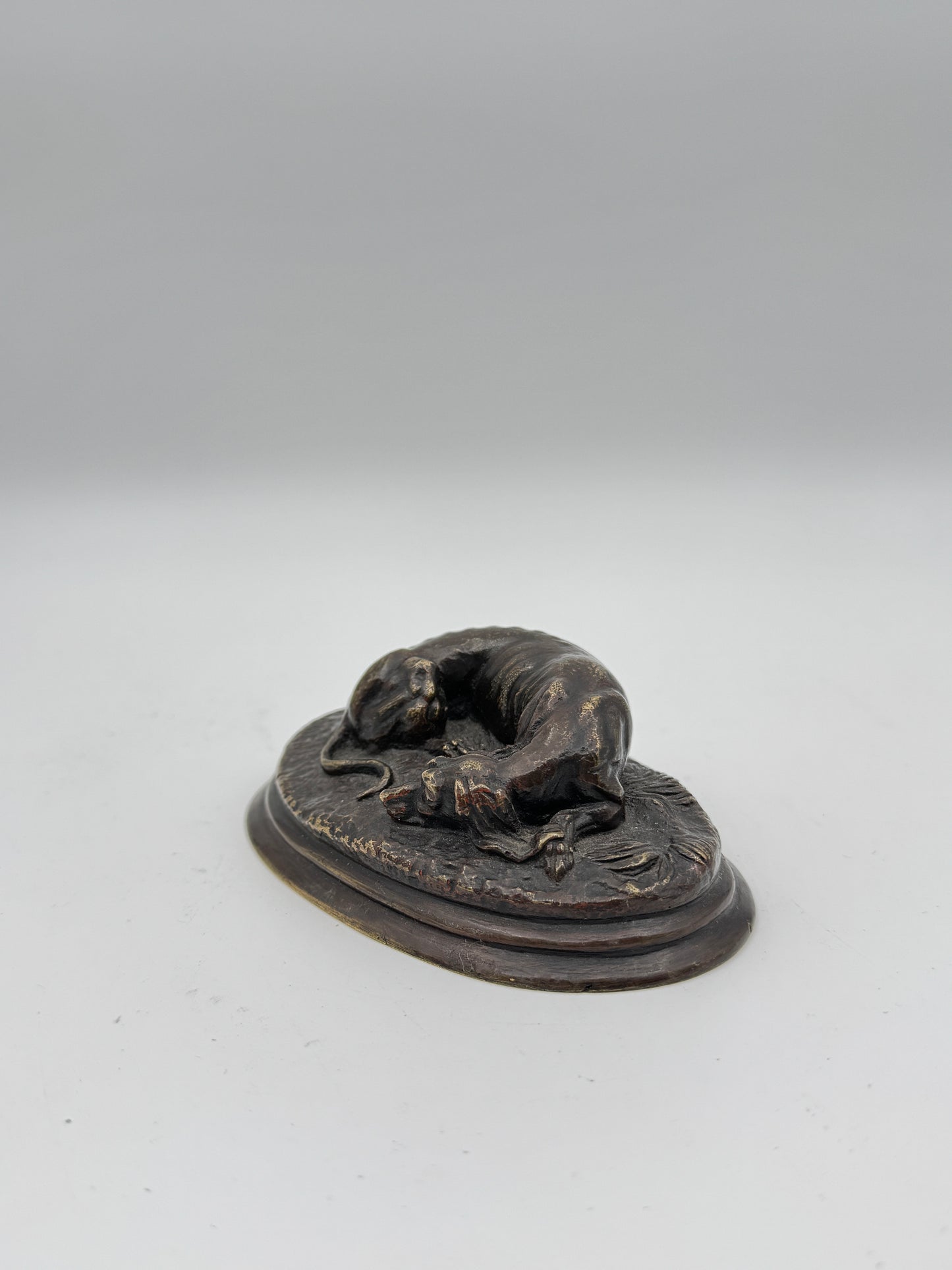 Sleeping Dog Bronze Sculpture by Pierre-Jules Mêne – 19th Century French Animalier