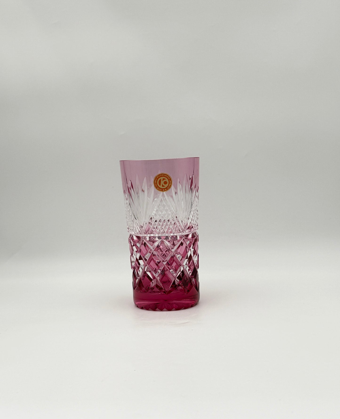 Set of 6 Czech Cut Crystal Tumblers – Multi-Color Drinking Glasses