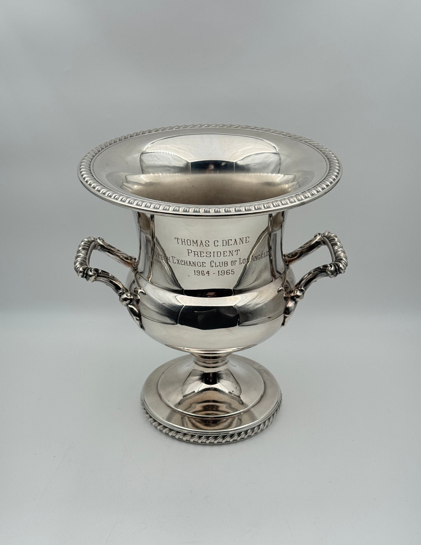 Silverplate Champagne Cooler – Engraved Thomas C. Deane 1965