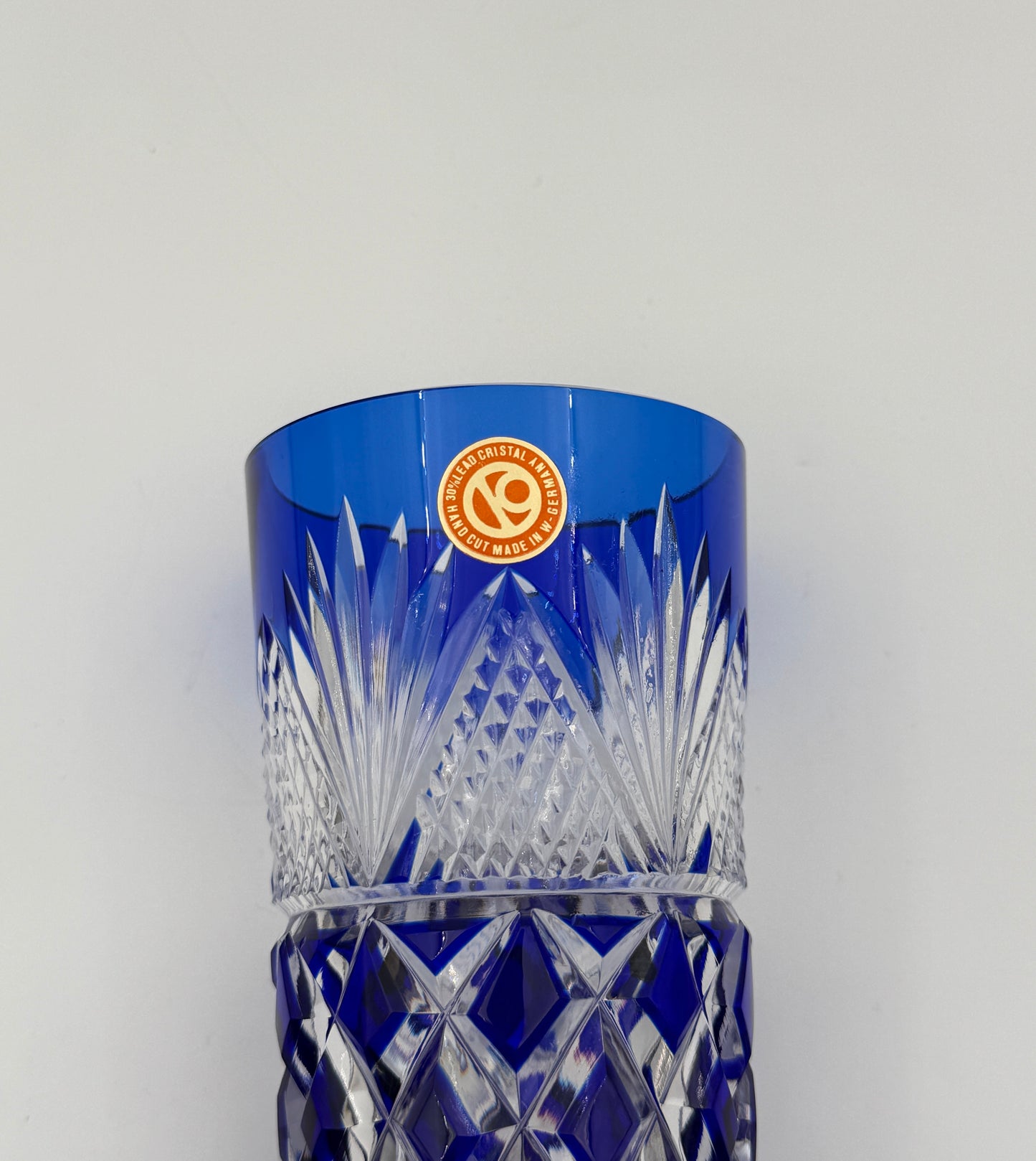 Set of 6 Czech Cut Crystal Tumblers – Multi-Color Drinking Glasses