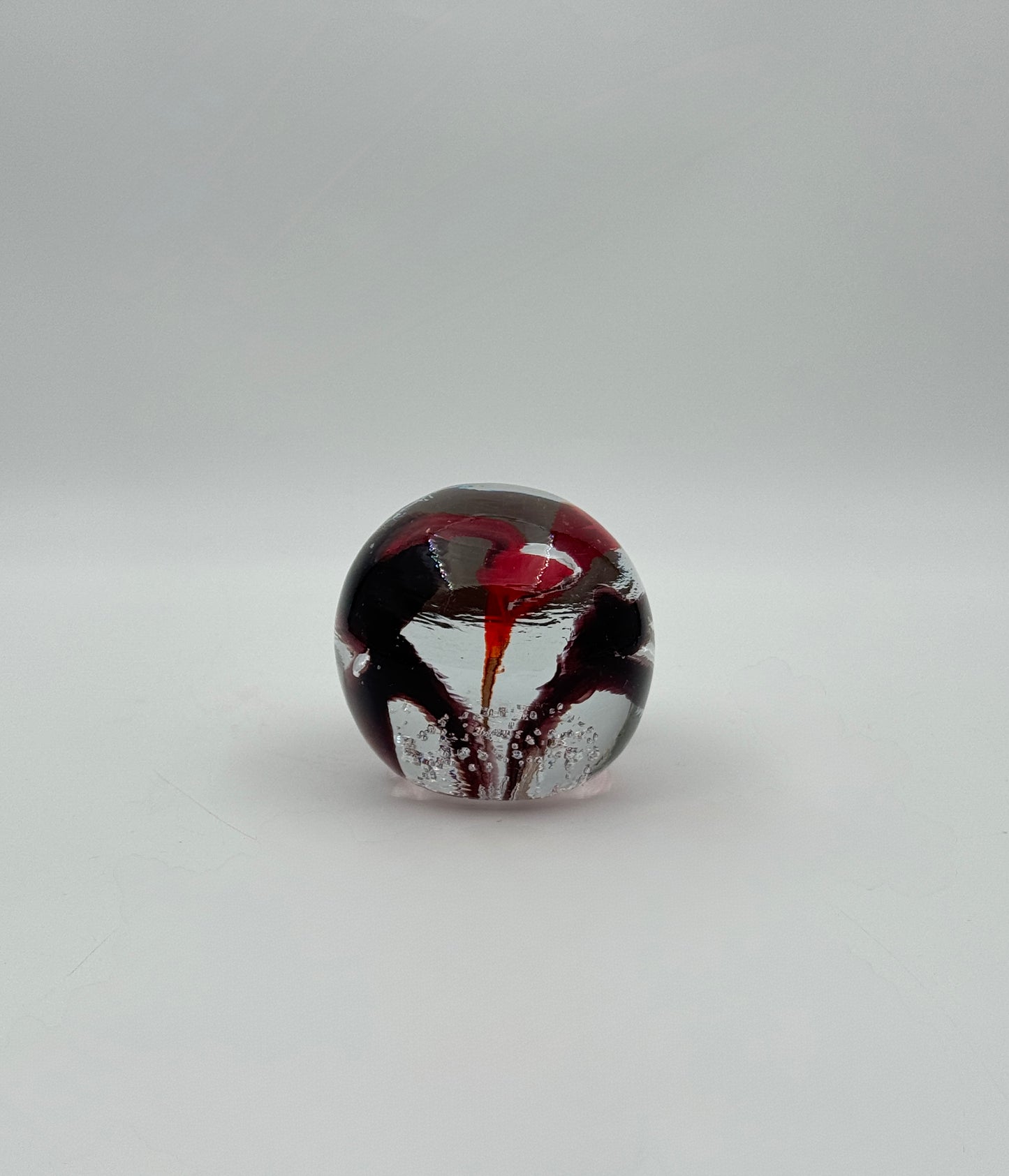 Murano Art Glass Paperweight – Red & Brown Swirl