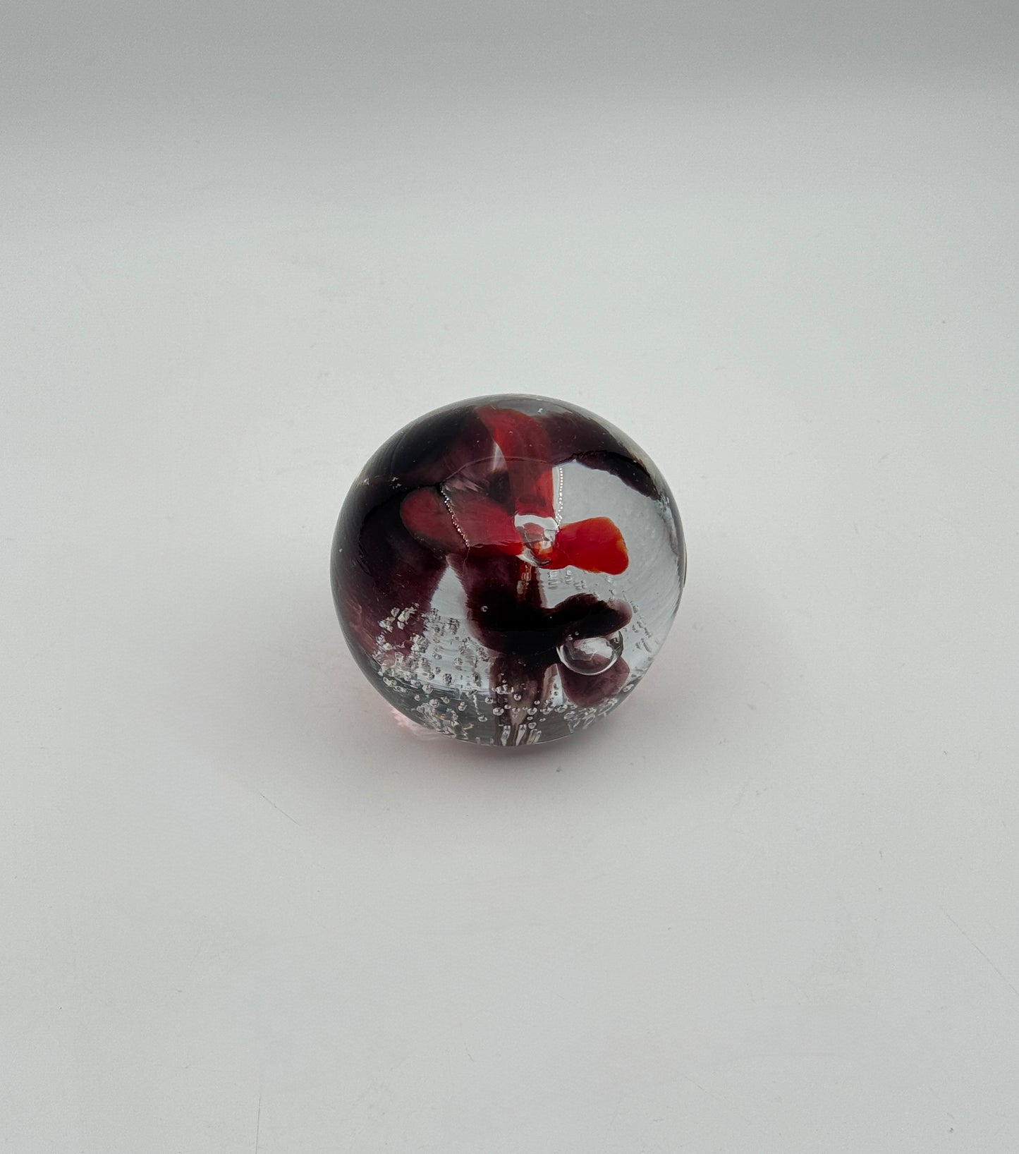 Murano Art Glass Paperweight – Red & Brown Swirl