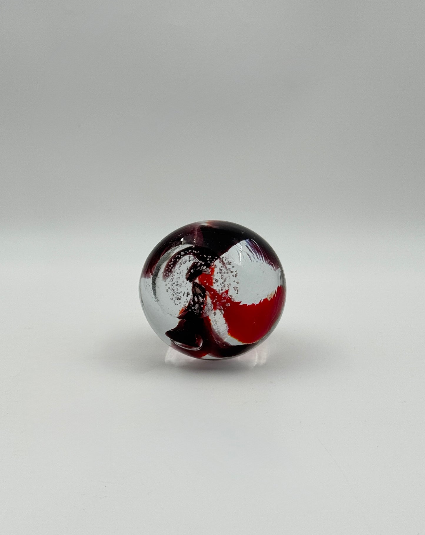 Murano Art Glass Paperweight – Red & Brown Swirl