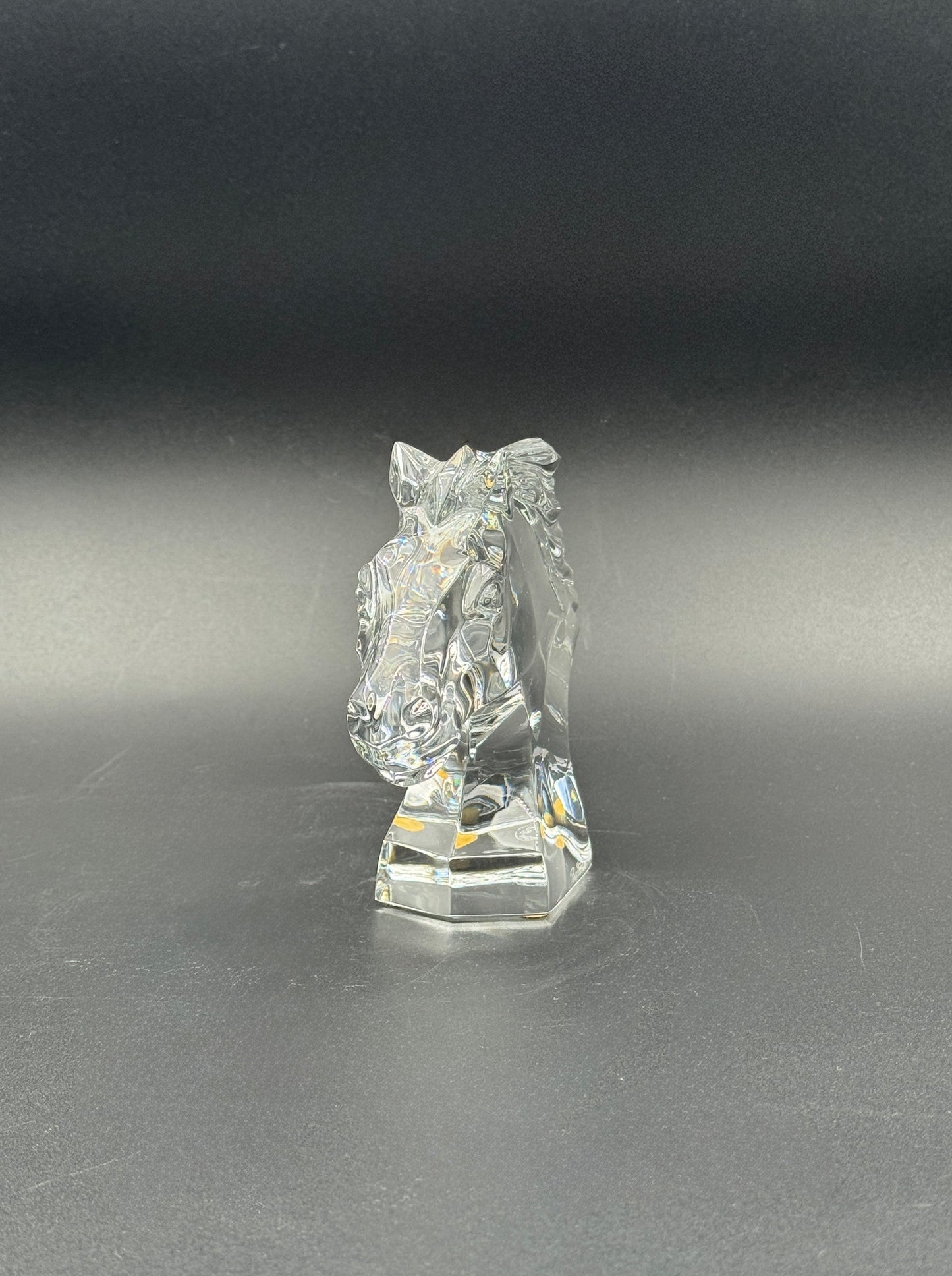 Baccarat Crystal Horse Head Bust – France – Signed