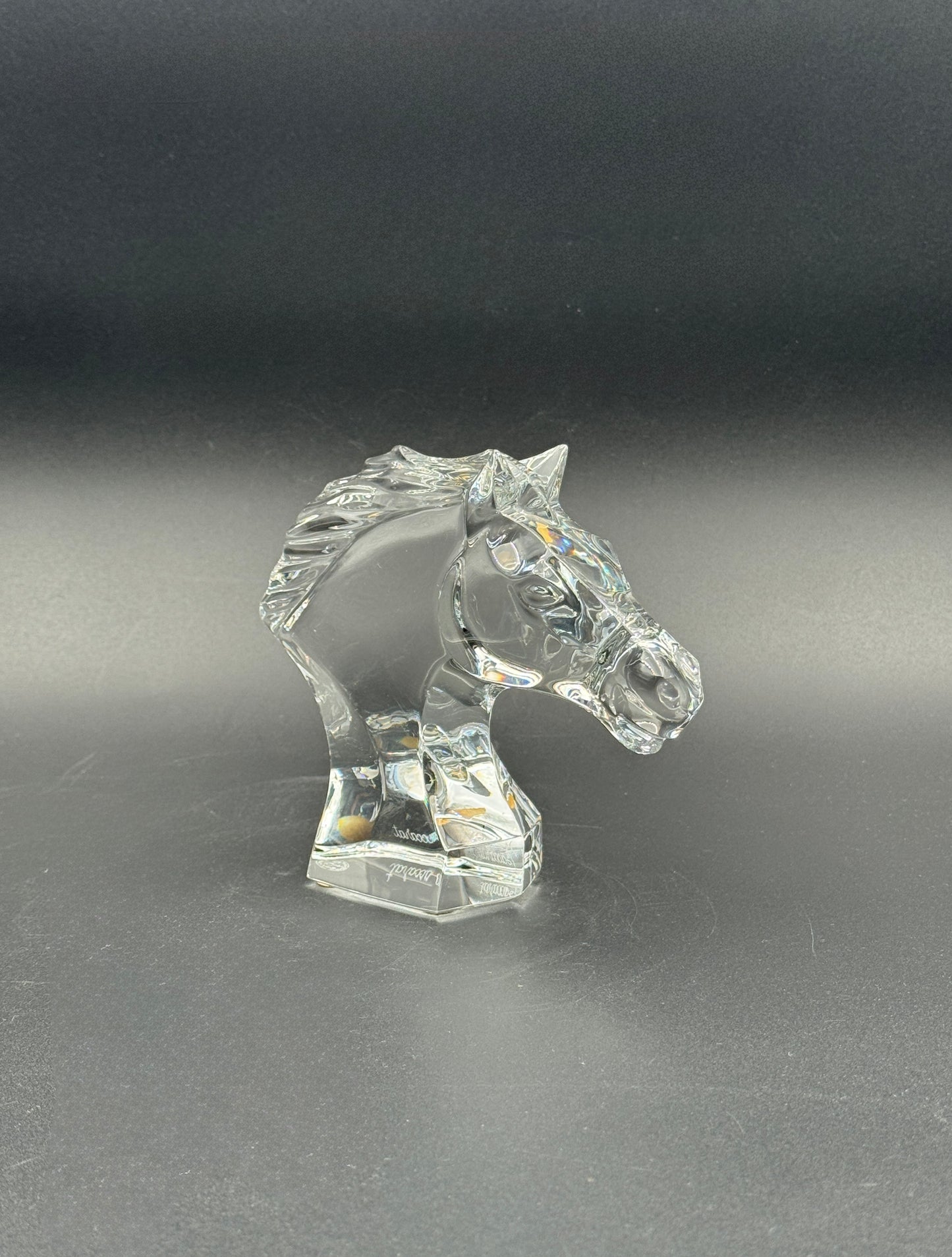 Baccarat Crystal Horse Head Bust – France – Signed