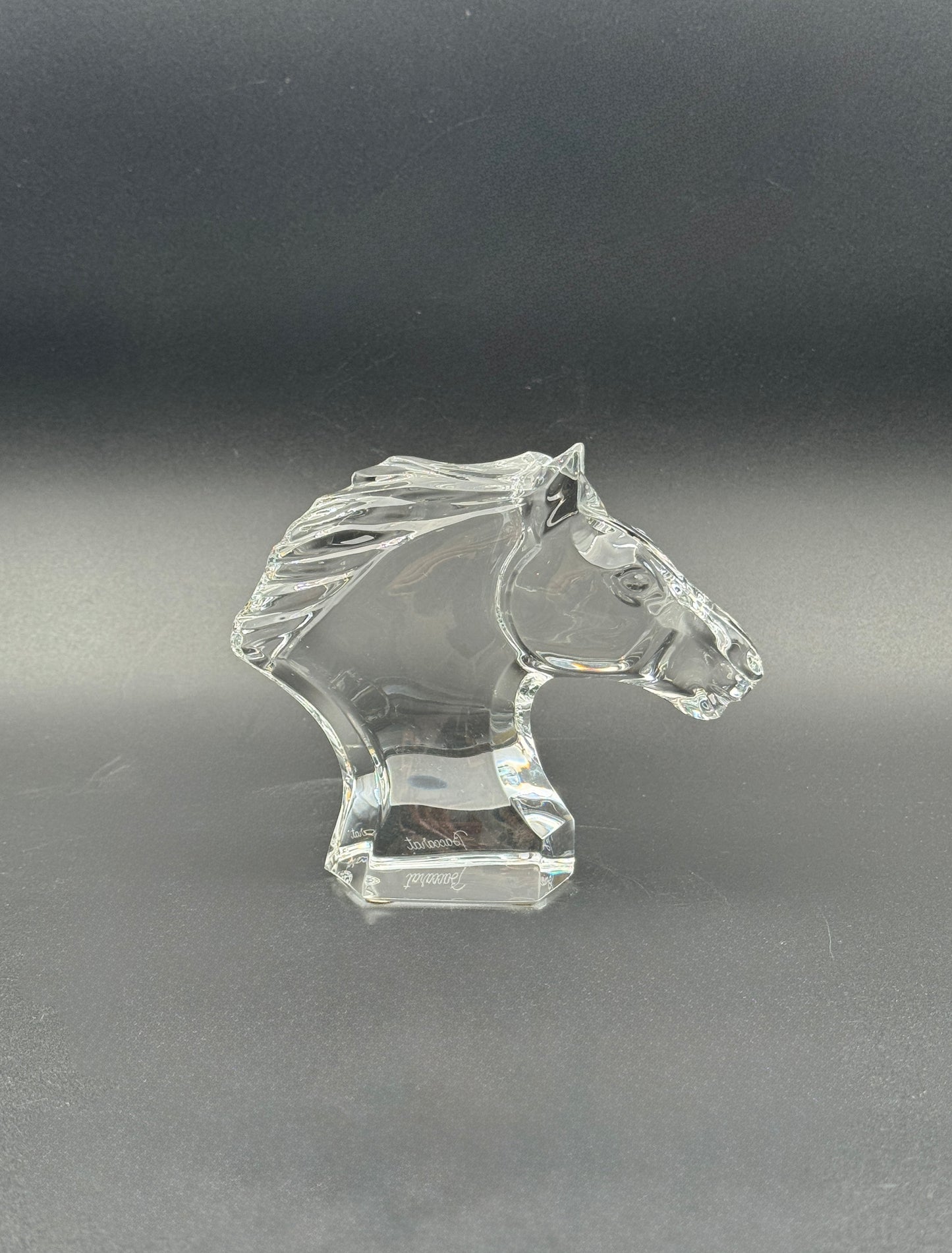 Baccarat Crystal Horse Head Bust – France – Signed