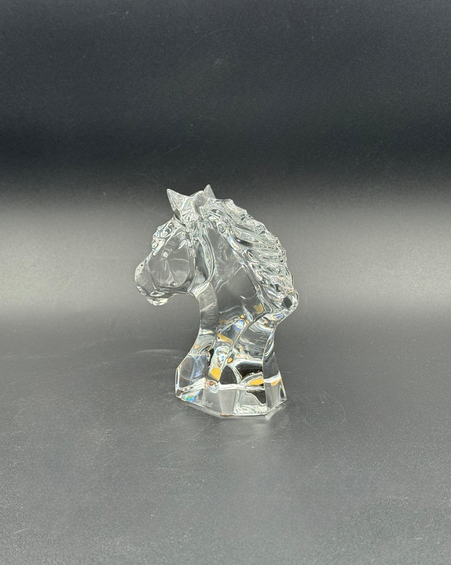 Baccarat Crystal Horse Head Bust – France – Signed