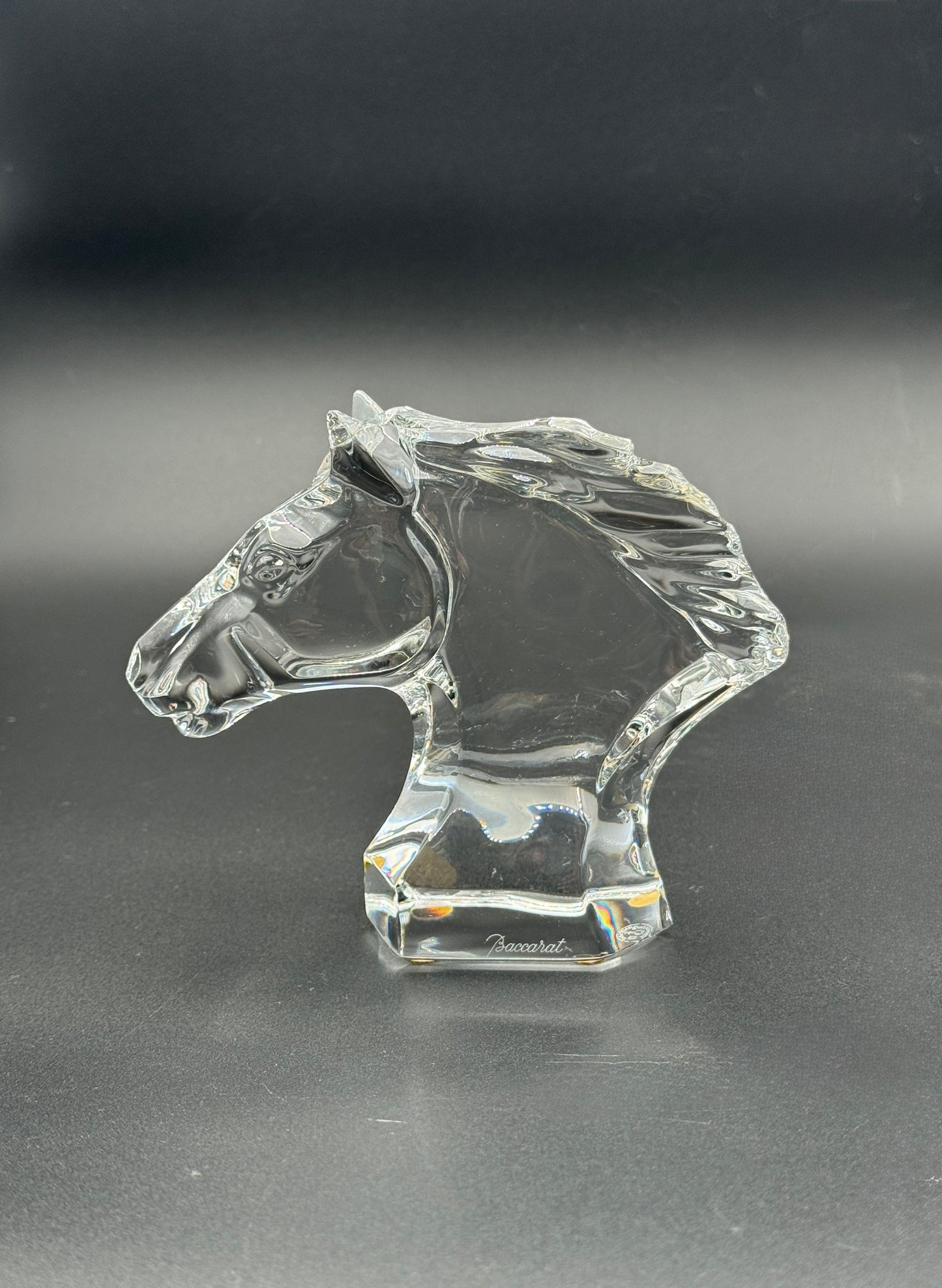 Baccarat Crystal Horse Head Bust – France – Signed