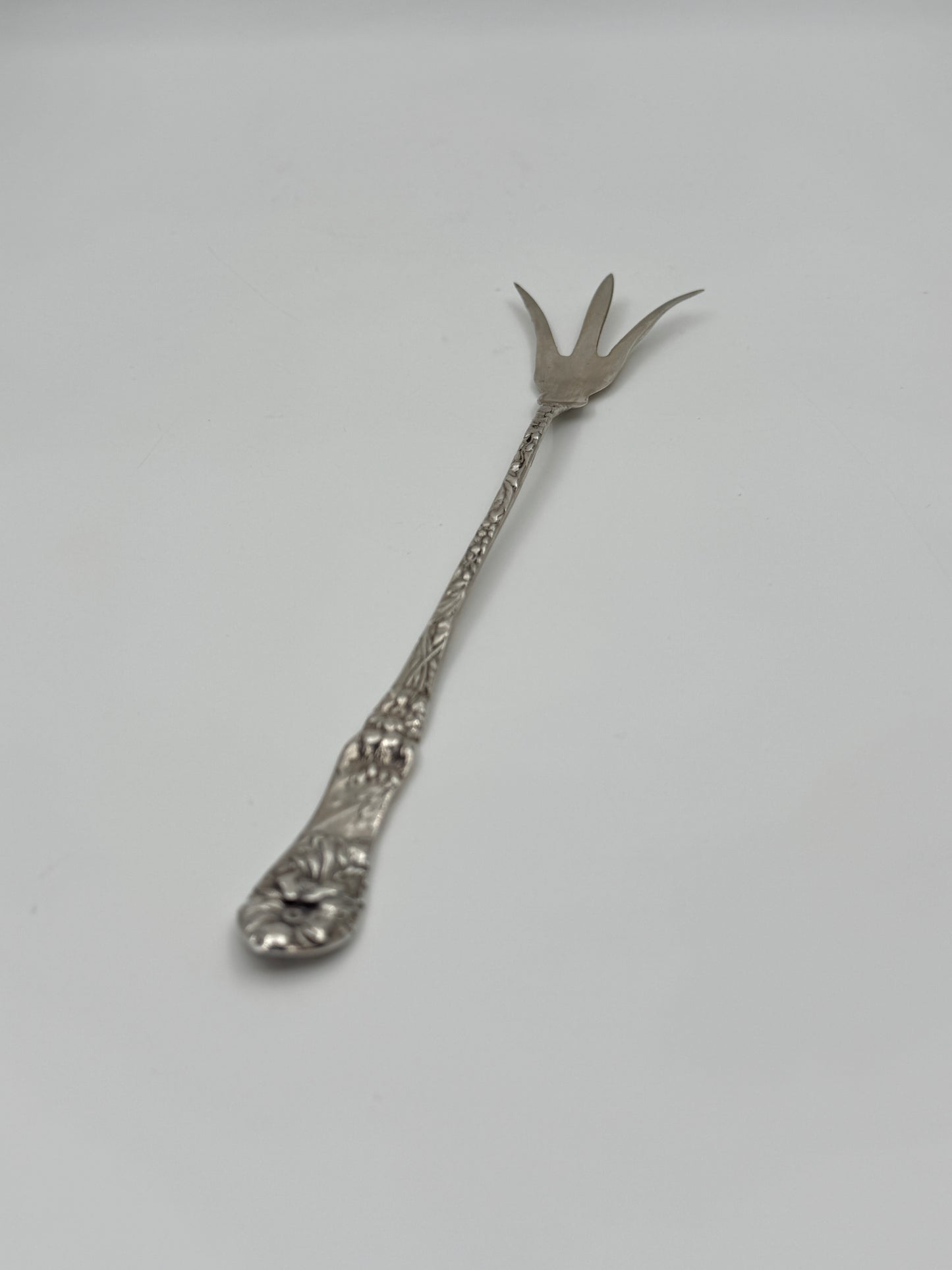 Sterling Silver Cold Meat Fork – Floral Handle