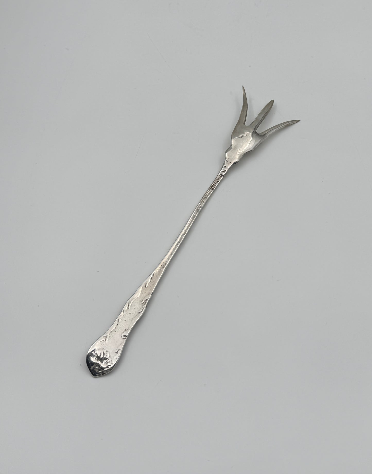 Sterling Silver Cold Meat Fork – Floral Handle