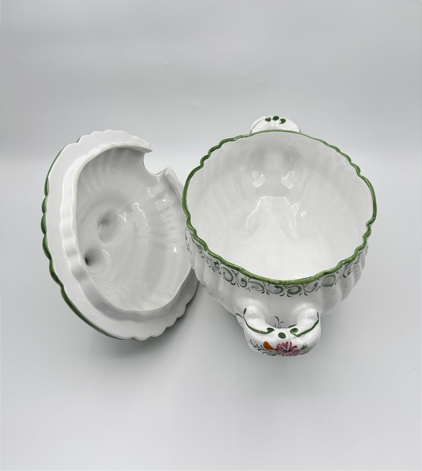 Portuguese Hand-Painted Tureen with Ladle & Tray