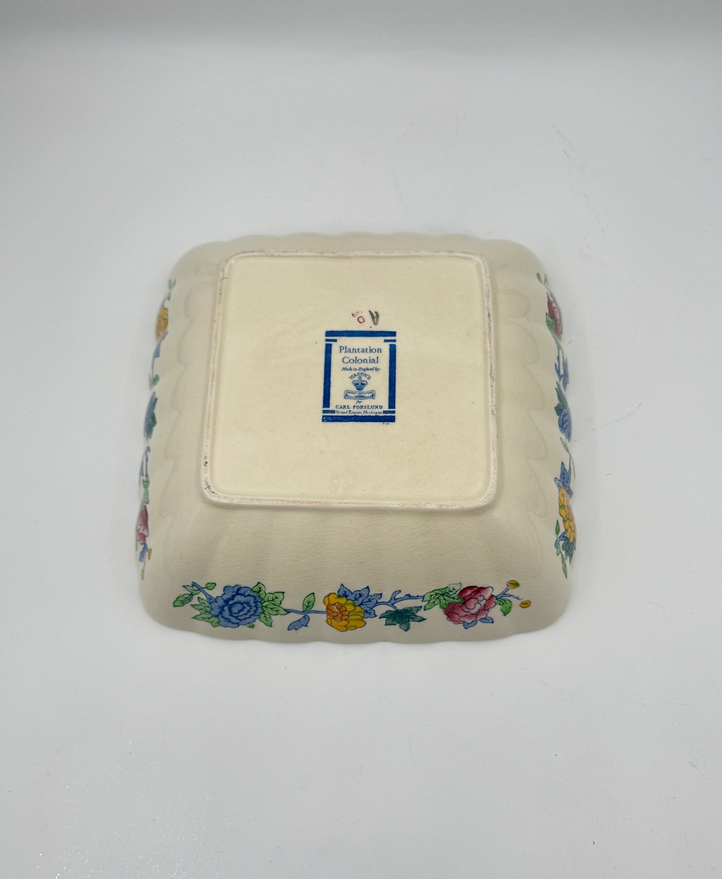 Vintage Mason’s “Plantation Colonial” Square Bowl – English Ironstone