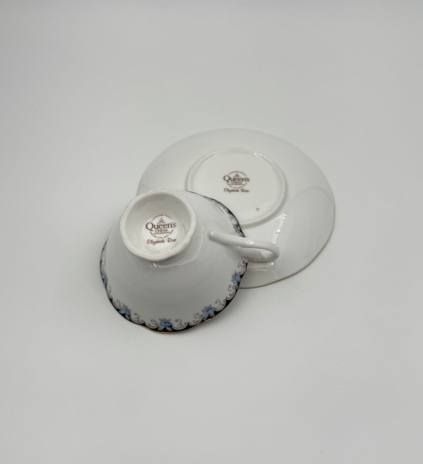 Queen’s China “Elizabeth Rose” Teacup & Saucer – Staffordshire, England