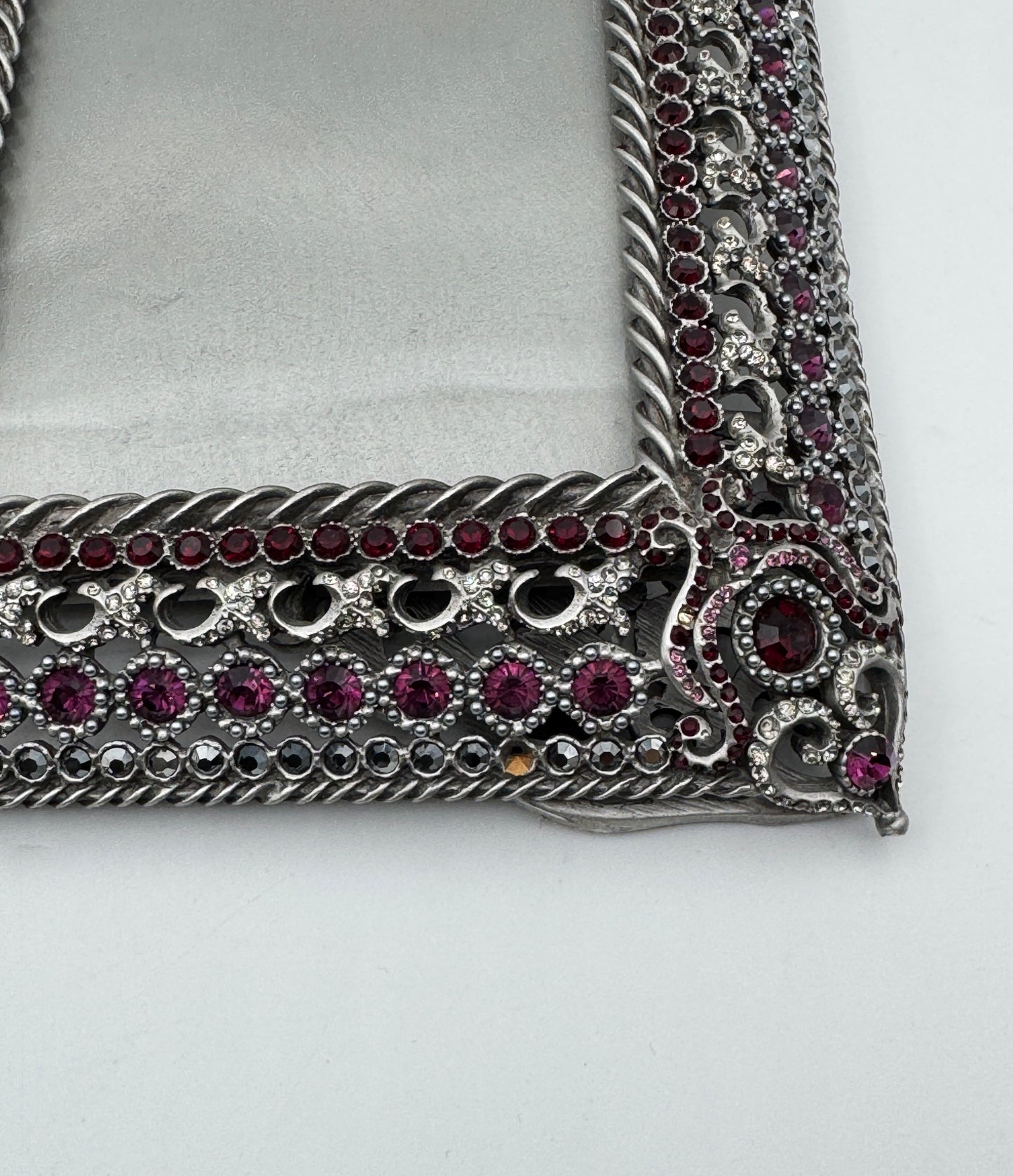 Jay Strongwater Rectangular Frame, Silver w/ Garnet Swarovski Crystals