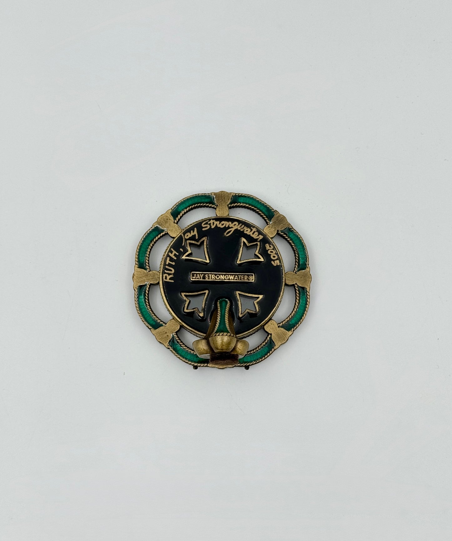 Jay Strongwater Green Round Frame w/ Green & Clear Swarovski Crystals