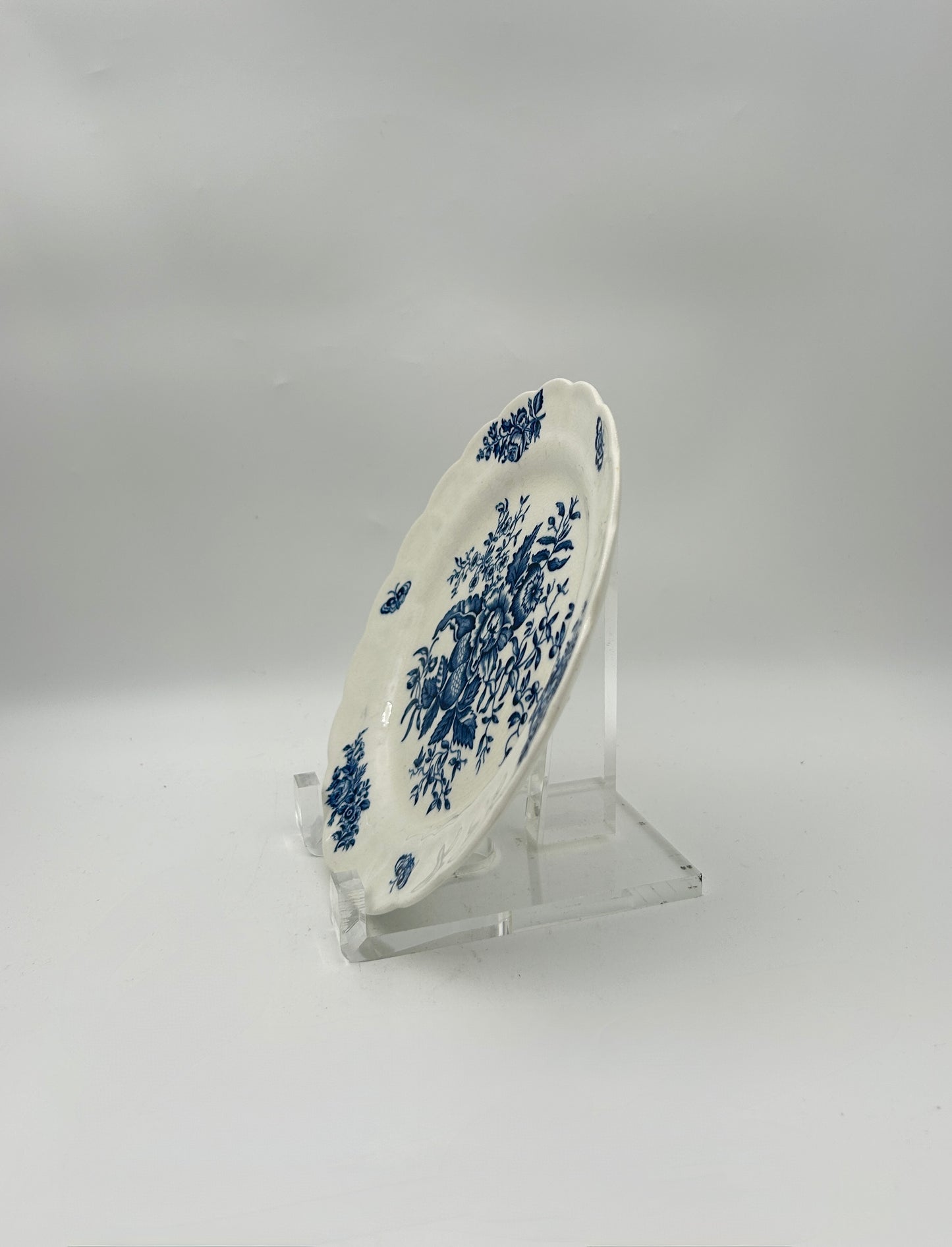 Set of 4 Booths "Peony" Fruit Plates – Blue & White