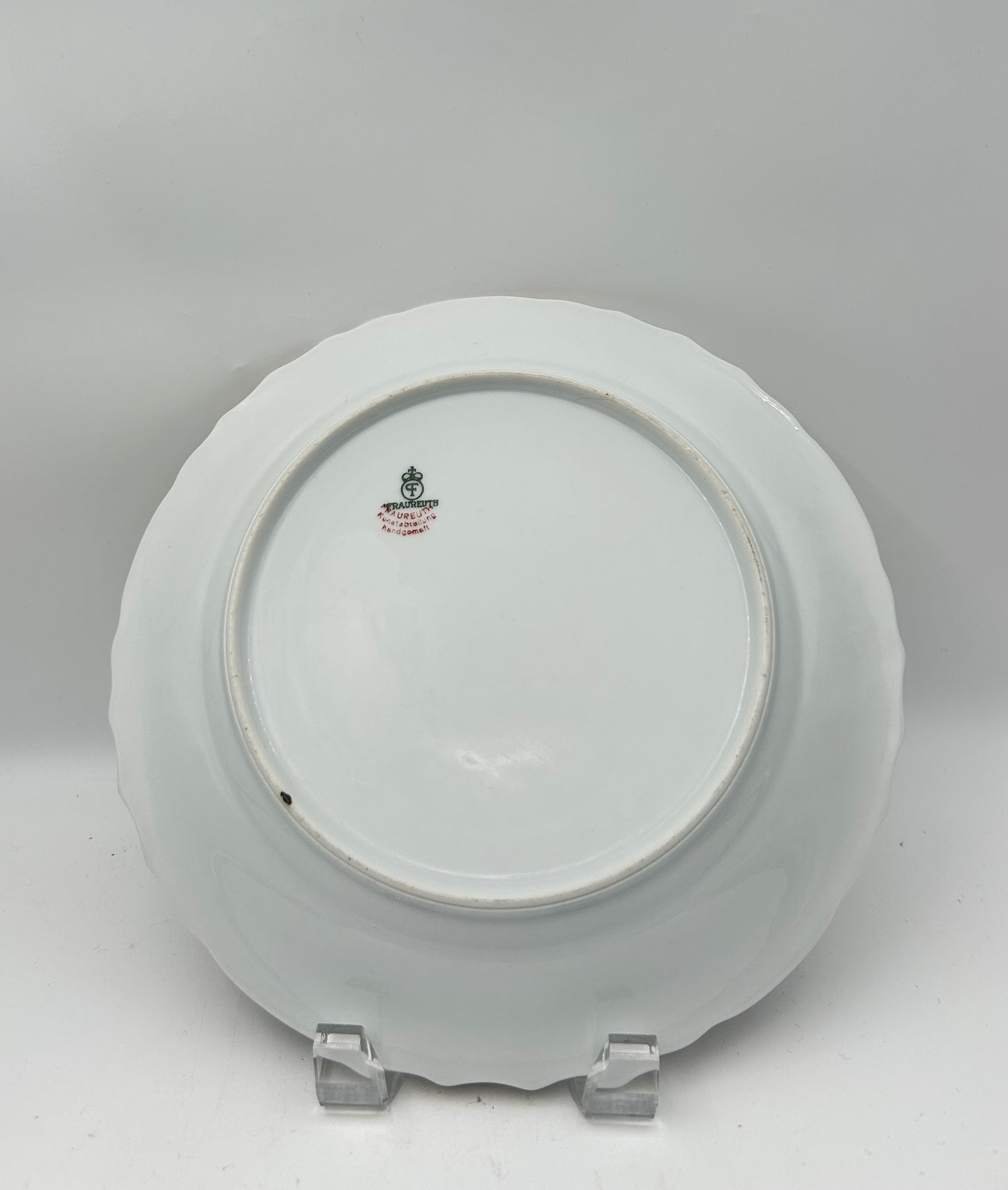 Set of 10 Fraureuth Dessert Plates – Hand Painted Floral, Gilt Rim – Saxony, c.1900