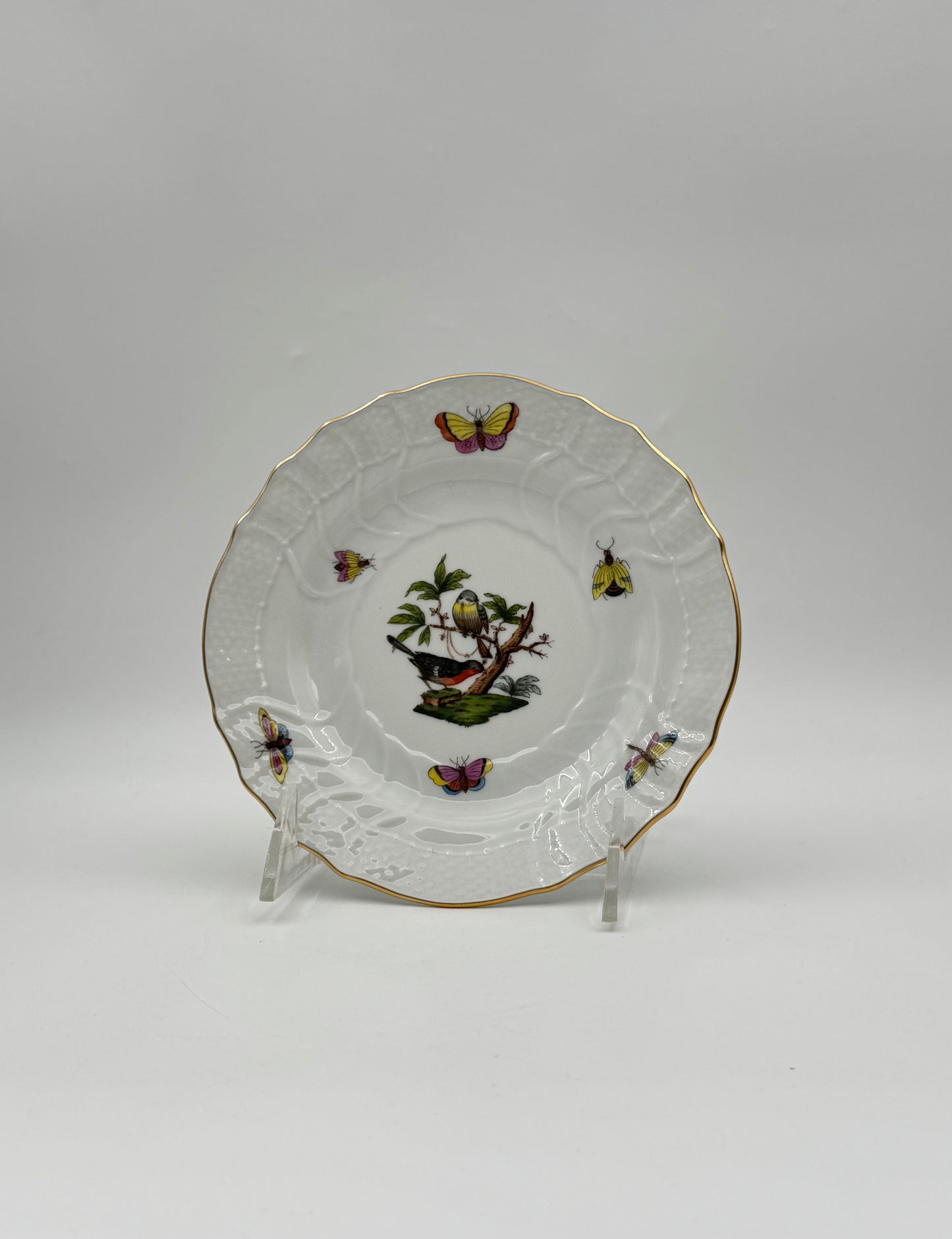 Herend Porcelain Small Plates – Rothschild Bird & Butterfly Design – Set of 3