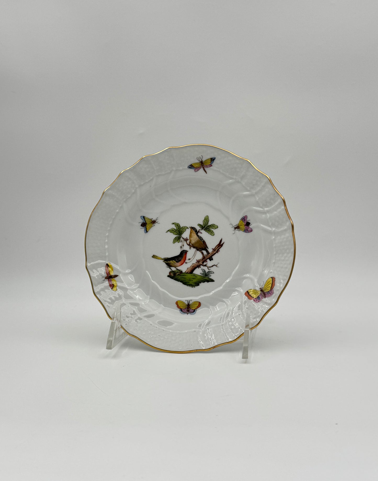 Herend Porcelain Small Plates – Rothschild Bird & Butterfly Design – Set of 3