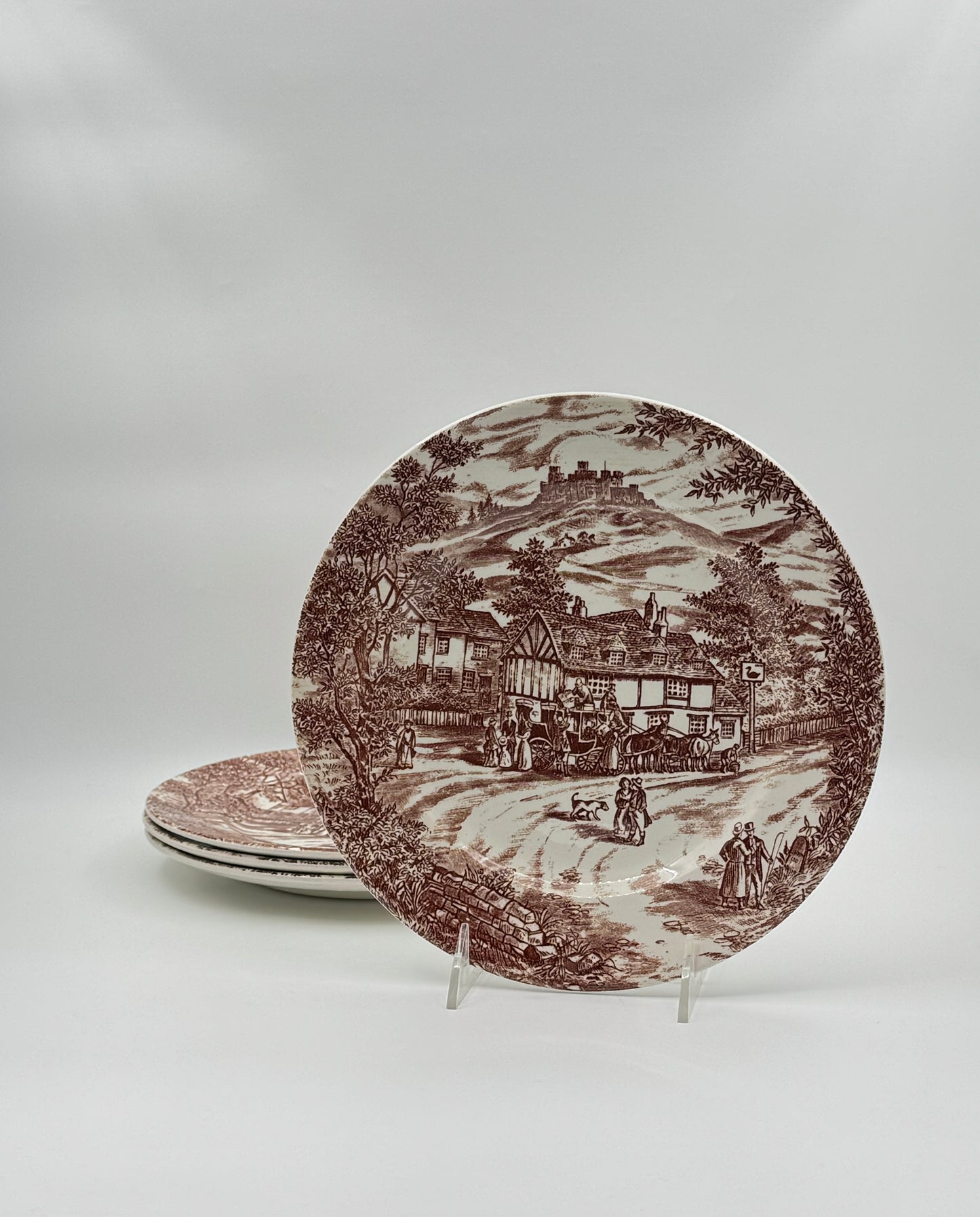 Set of 4 J. Broadhurst & Sons "Swan Inn" Plates