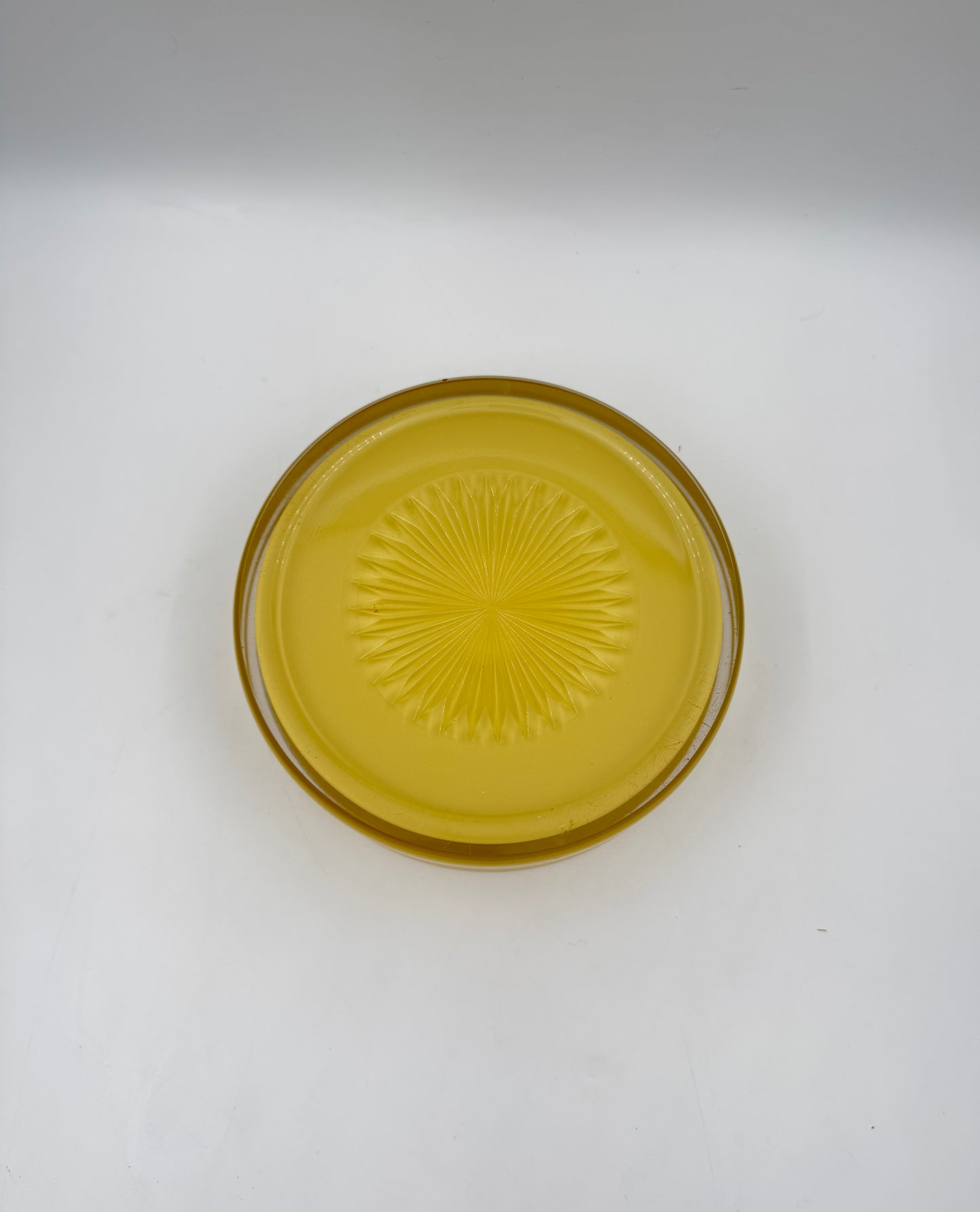 Yellow & Gold Glass Dish with Lid – Decorative Jar