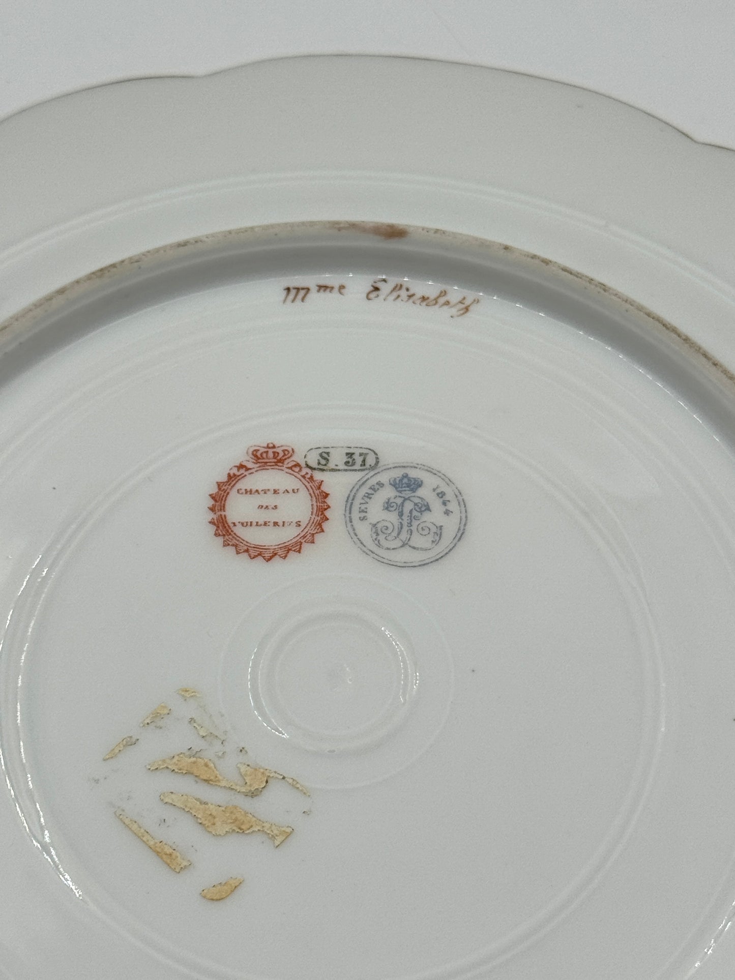 Pair of French Portrait Plates – Sevres Style, Pink & Gilt Rims