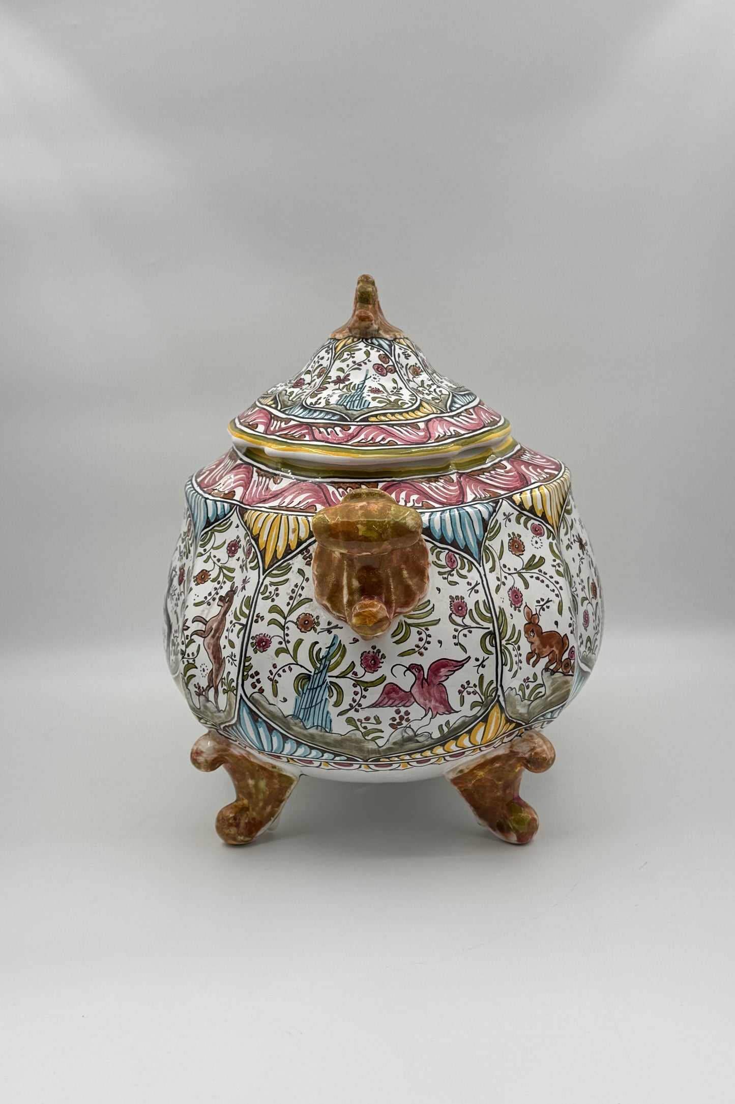 Hand-Painted Portuguese Tureen with Lid and Underplate