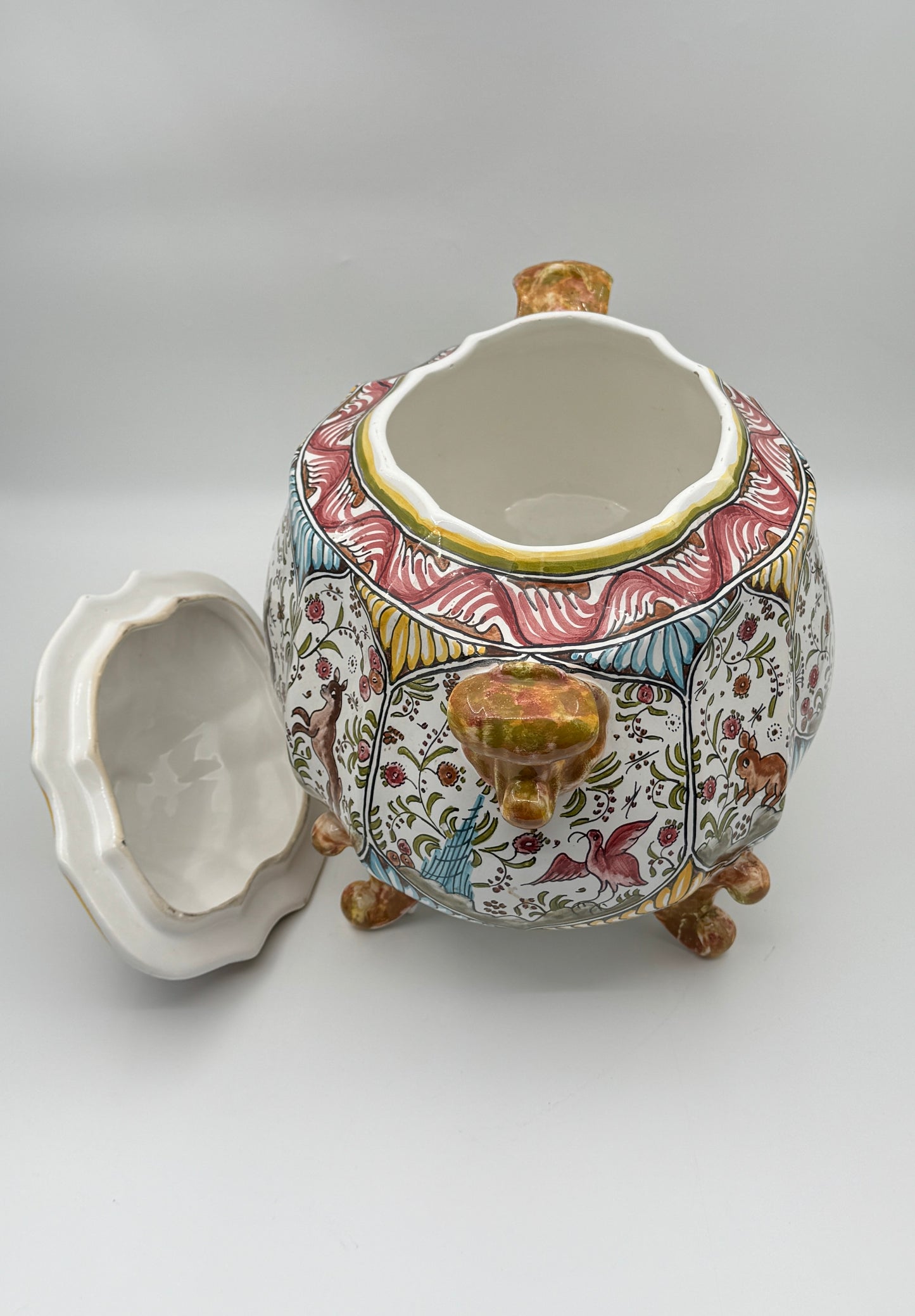 Hand-Painted Portuguese Tureen with Lid and Underplate