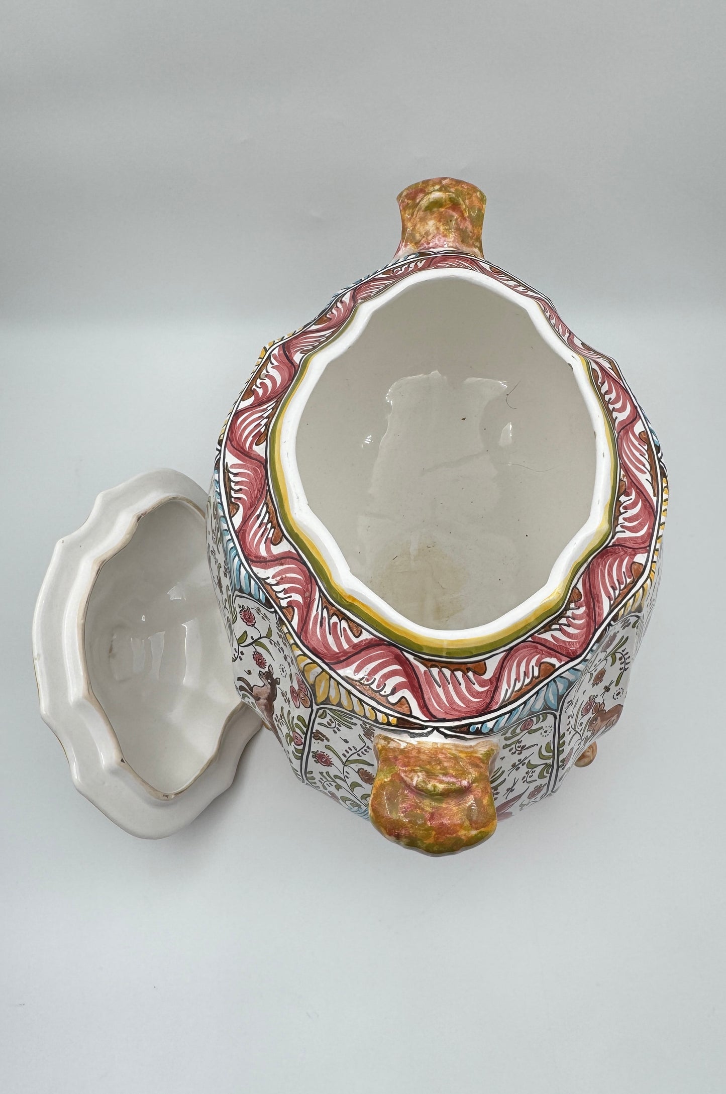 Hand-Painted Portuguese Tureen with Lid and Underplate