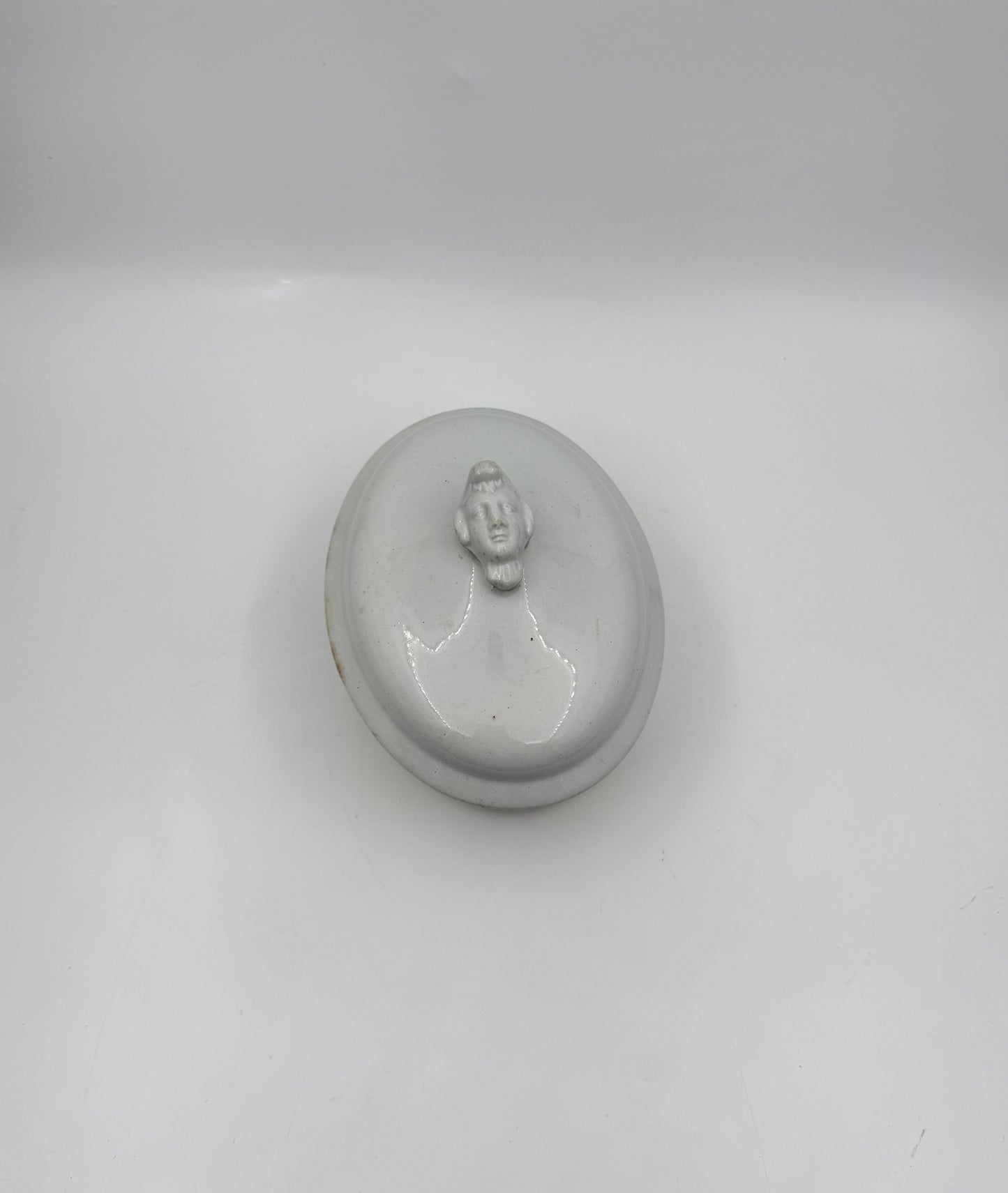 Ironstone Covered Vessel with Lady Face Lid – E & C Challinor England