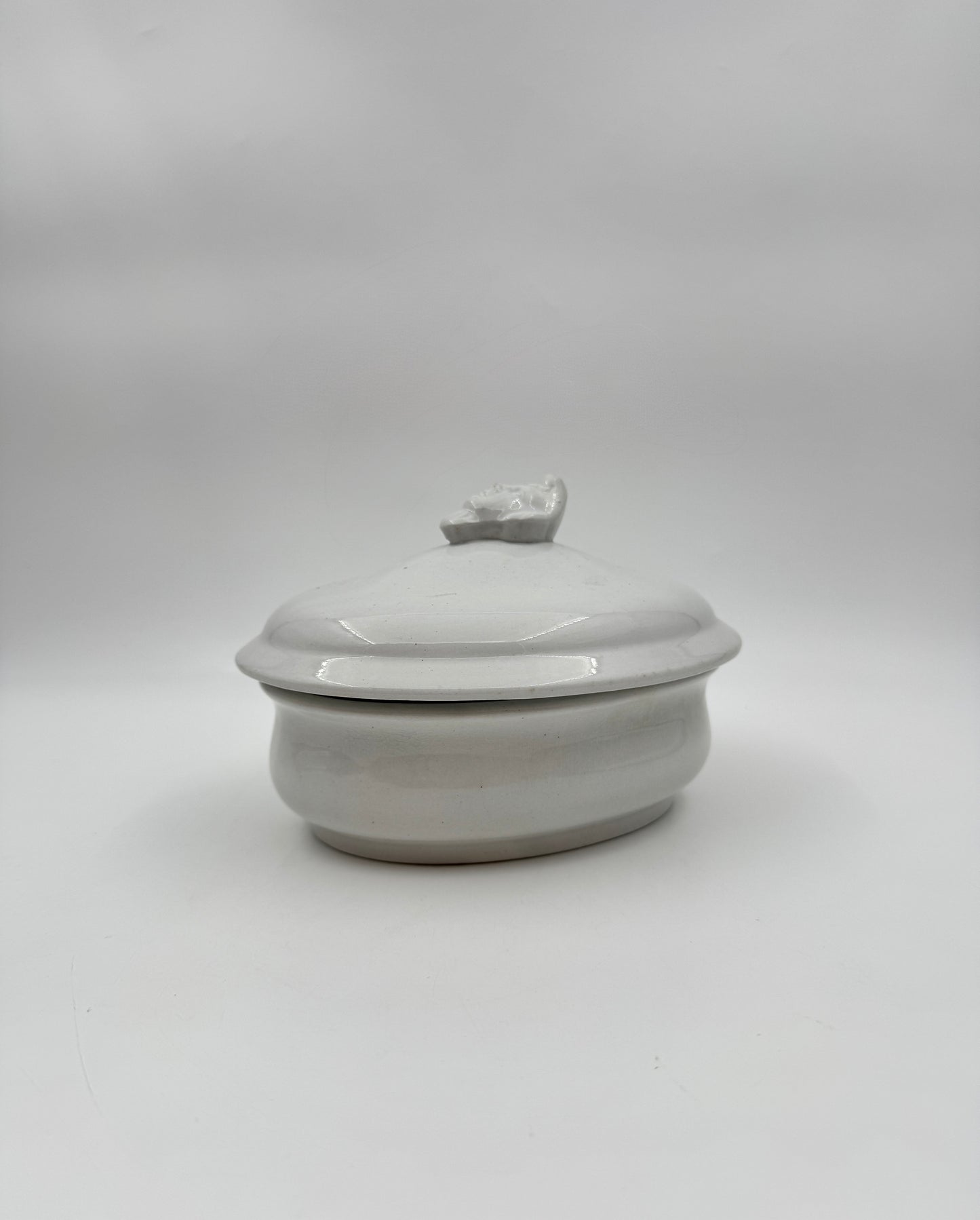Ironstone Covered Vessel with Lady Face Lid – E & C Challinor England