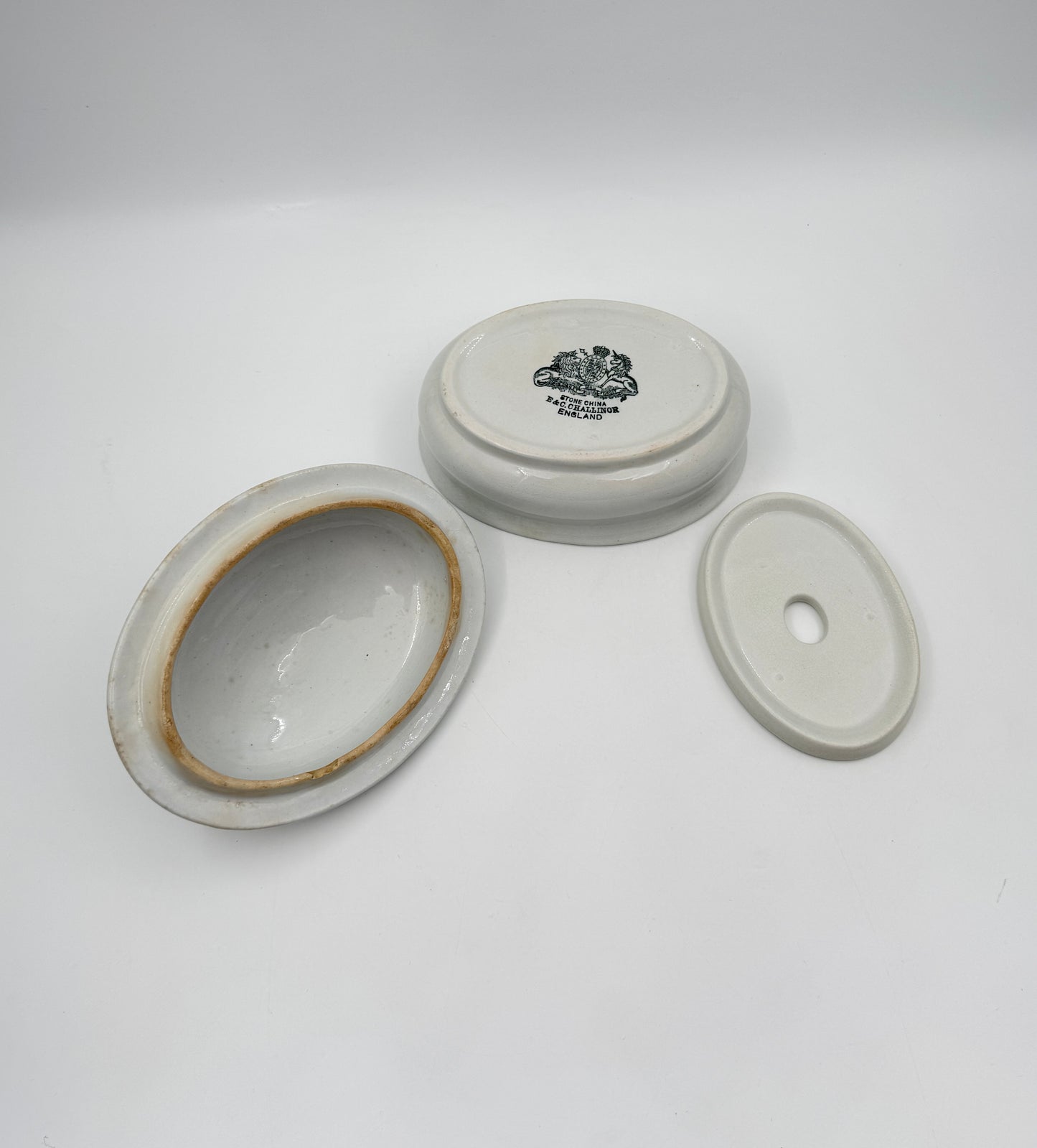 Ironstone Covered Vessel with Lady Face Lid – E & C Challinor England