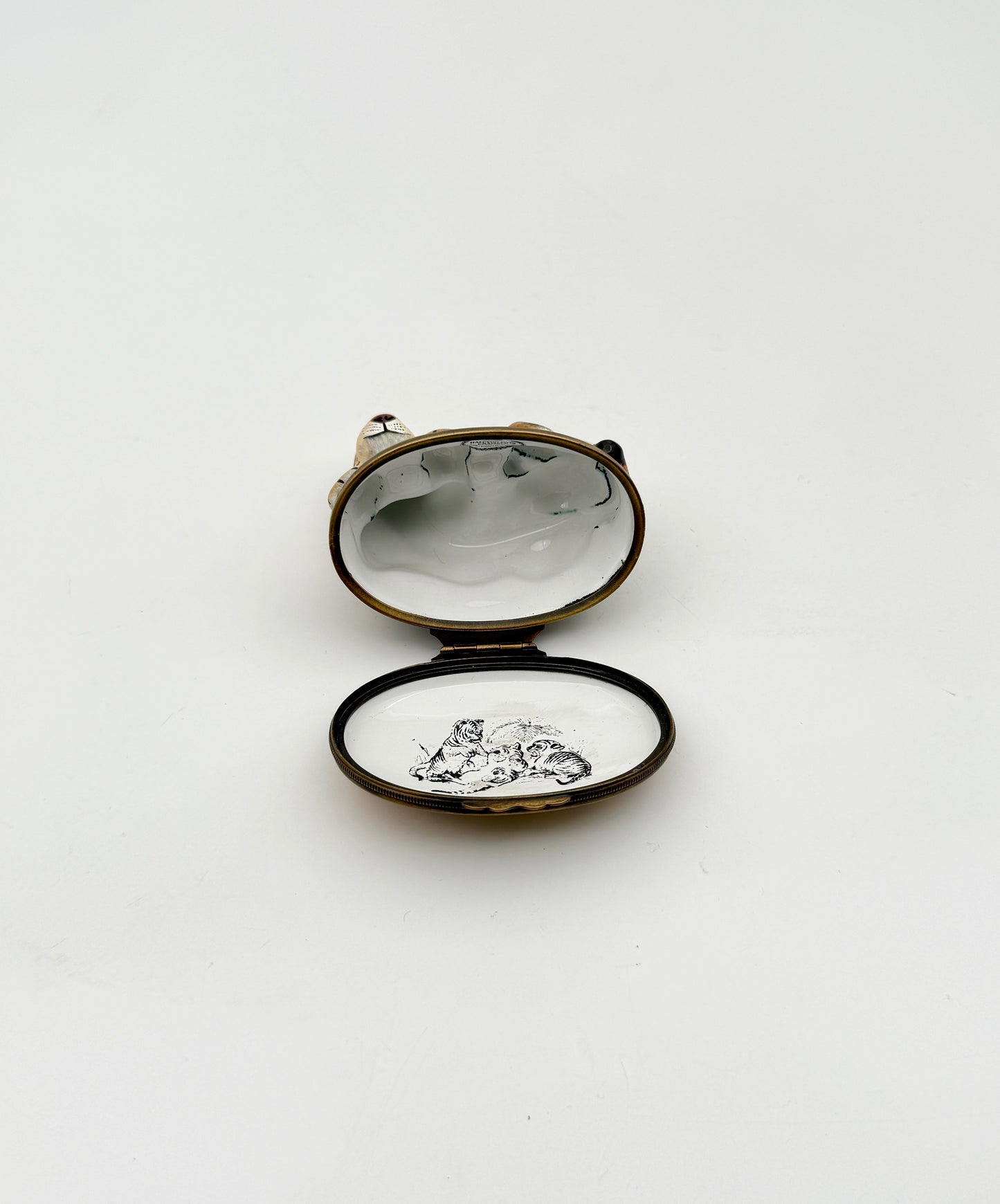 Halcyon Days Enamel Reclining Tiger Trinket Box Collectible