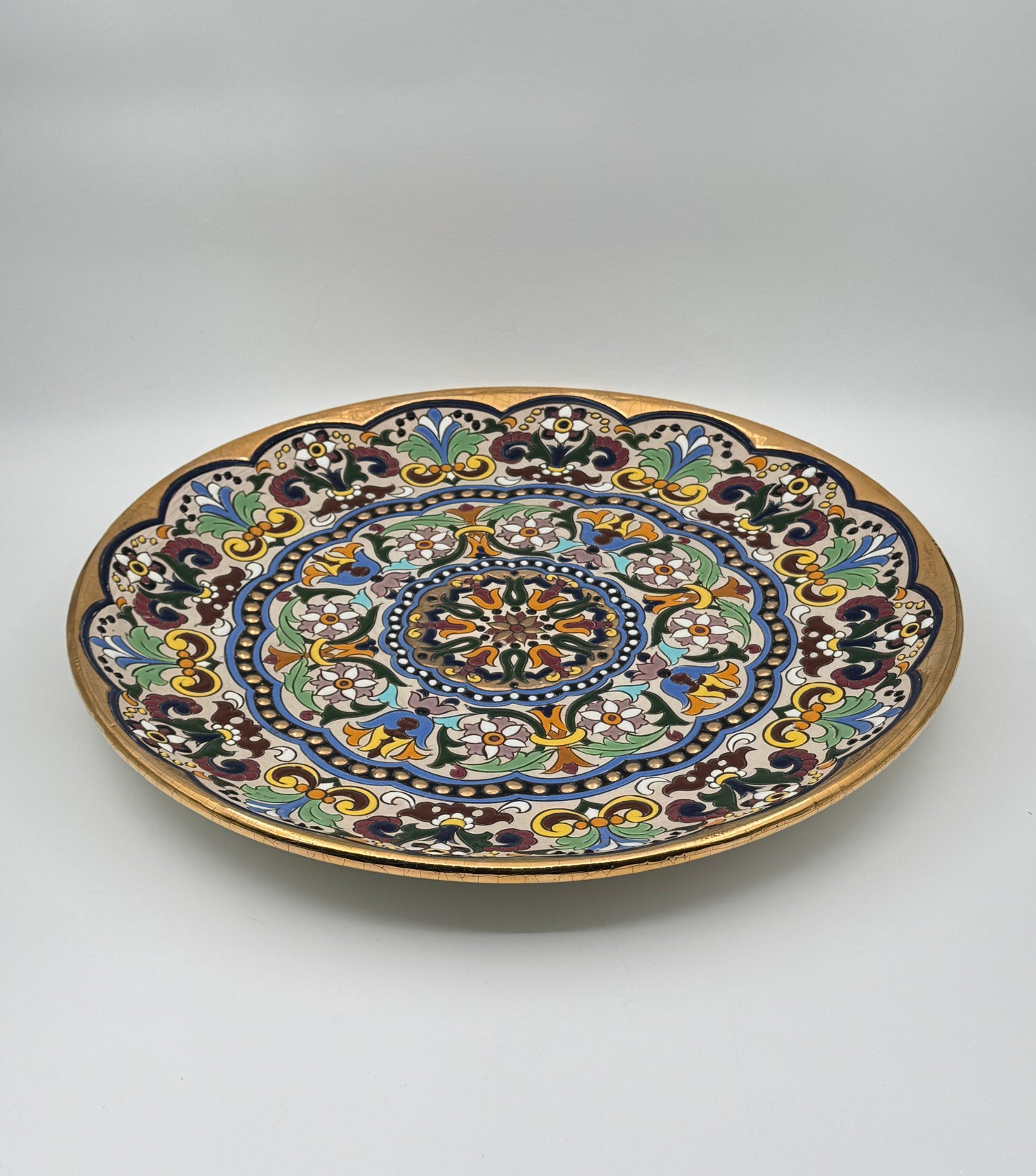Hand-Painted Enameled Platter – Seville, Spain