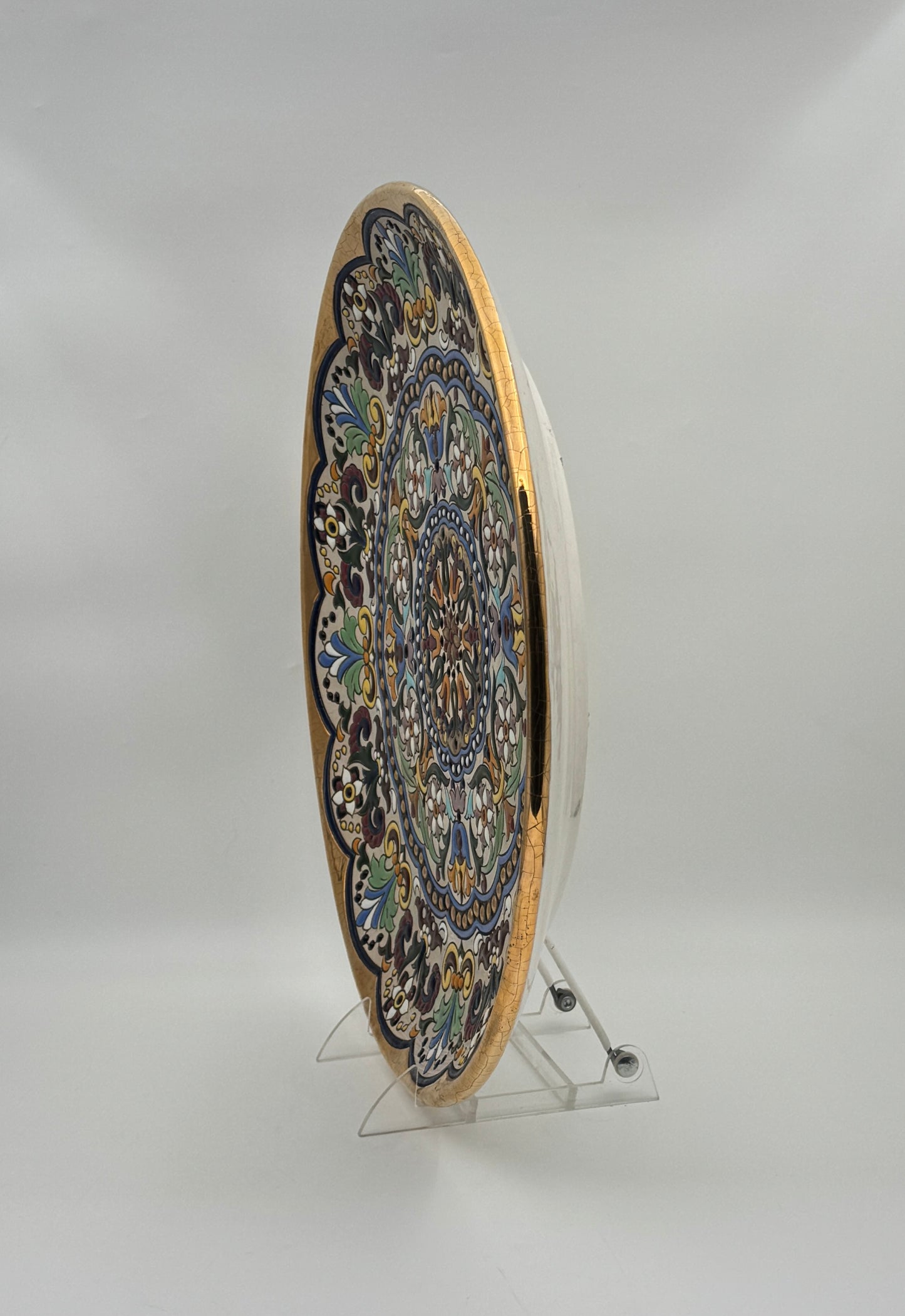 Hand-Painted Enameled Platter – Seville, Spain