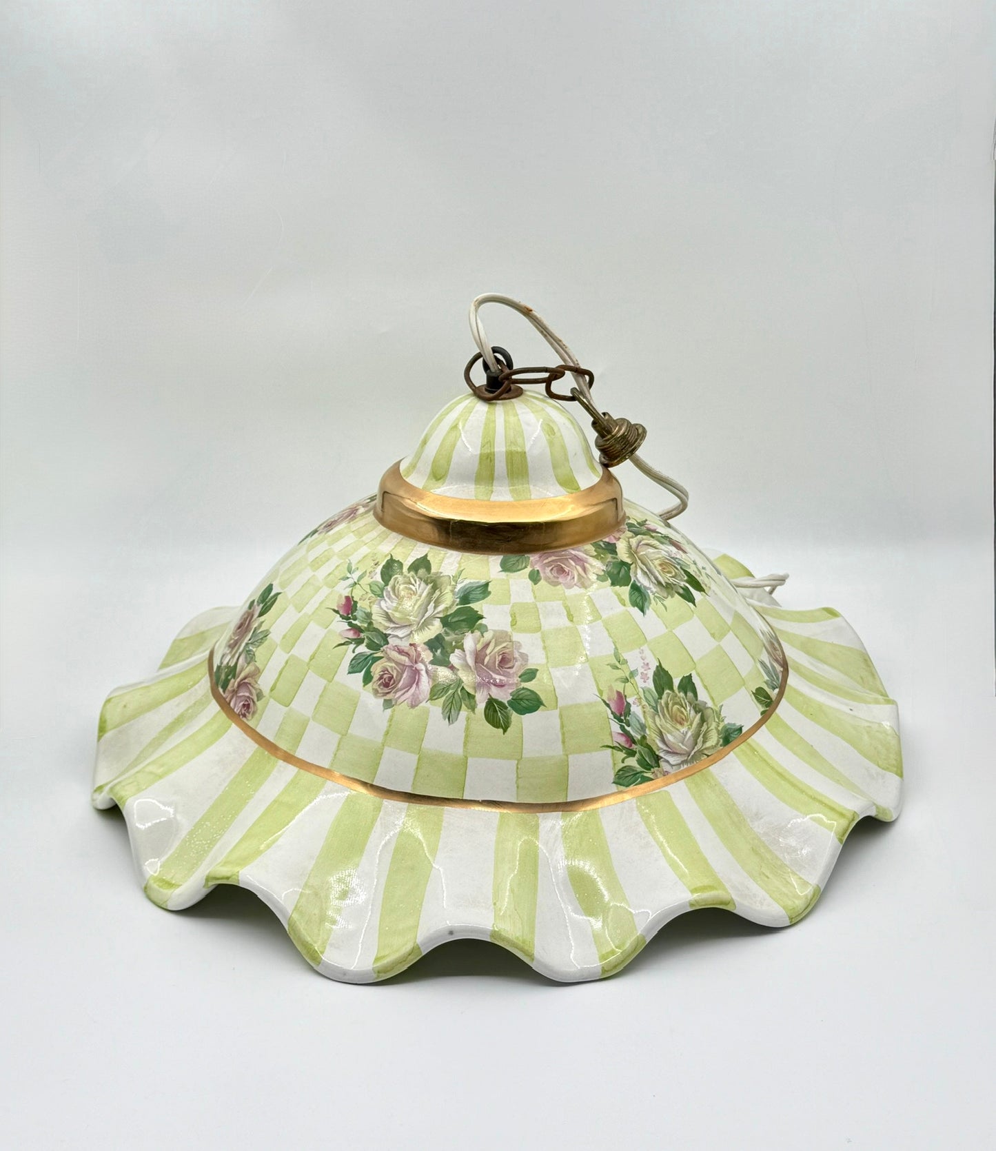 Rare MacKenzie-Childs Honeymoon Fluted Ceramic Chandelier – Handpainted
