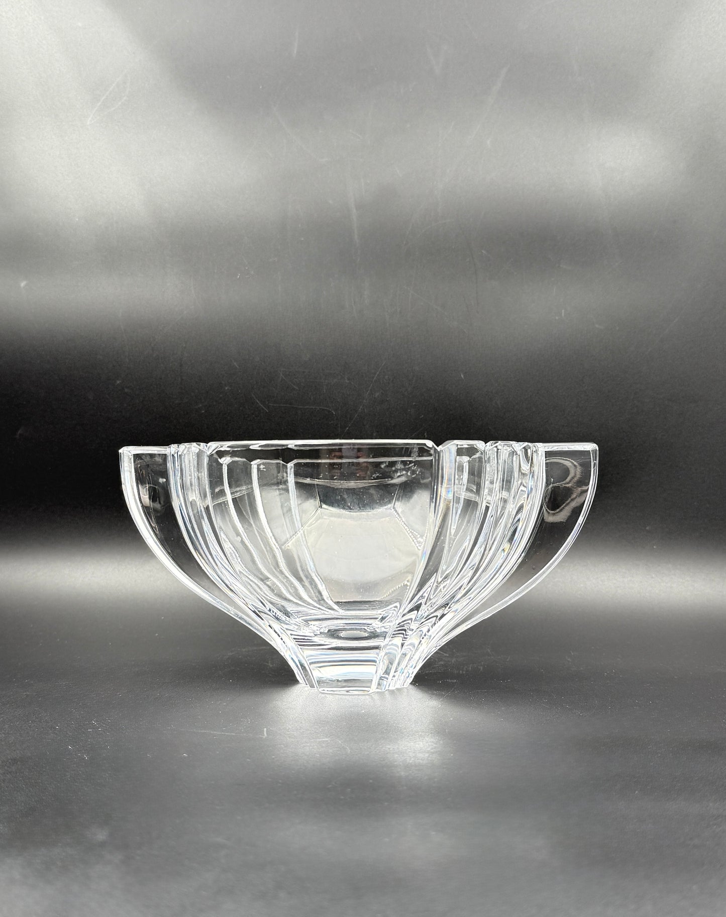 Crystal Bowl with Handles Scandinavian Style Possibly Orrefors
