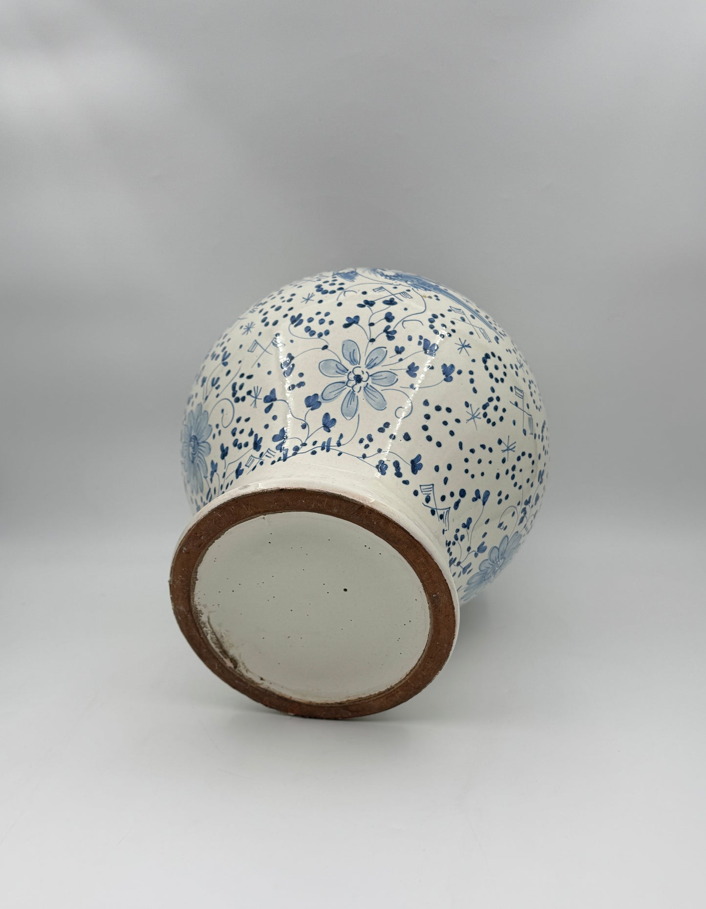Blue & White Vase with Bird and Floral Motif