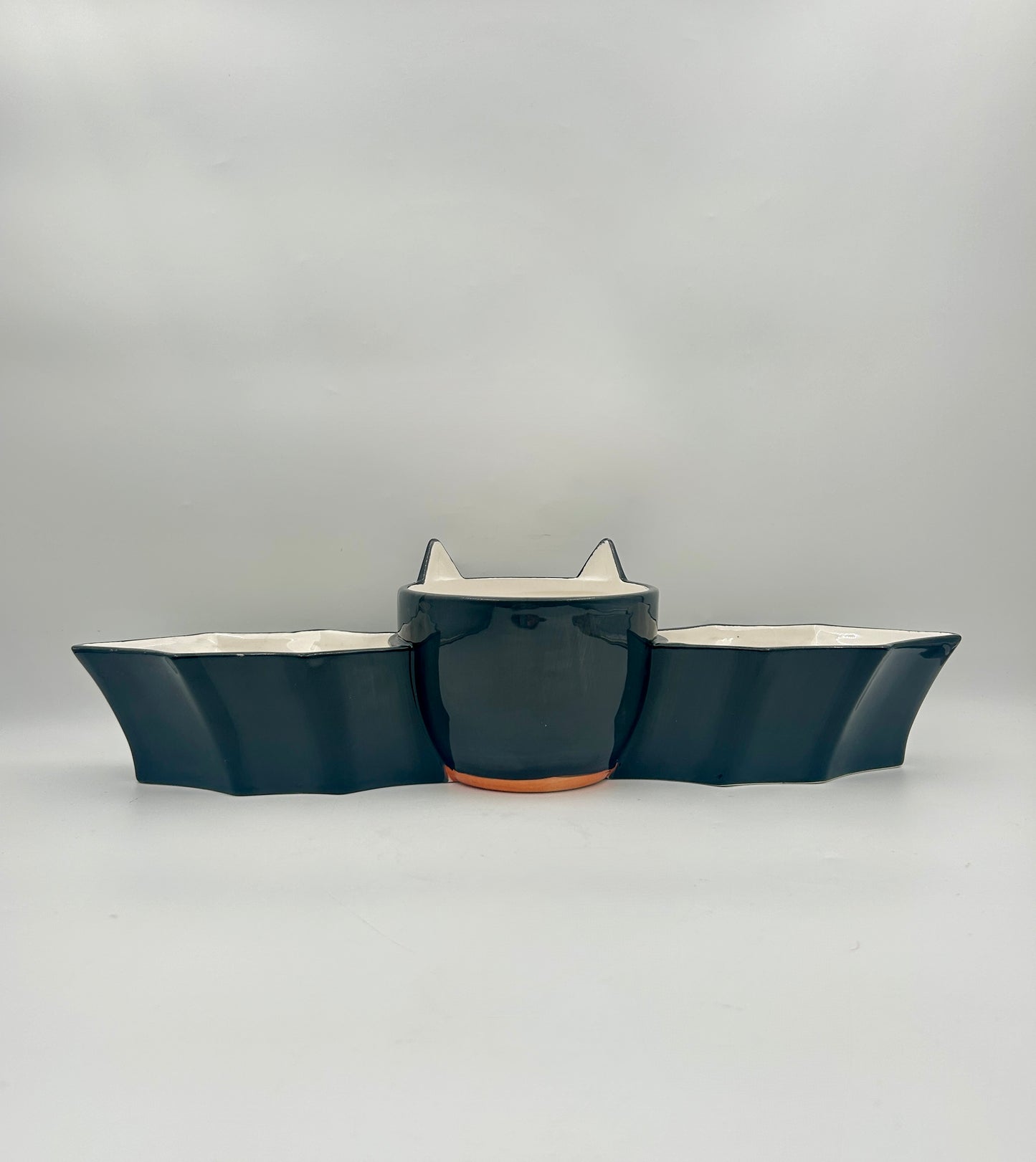 RAZ Bat Halloween Candy Tray – 3-Section Ceramic Serving Dish – 4457666