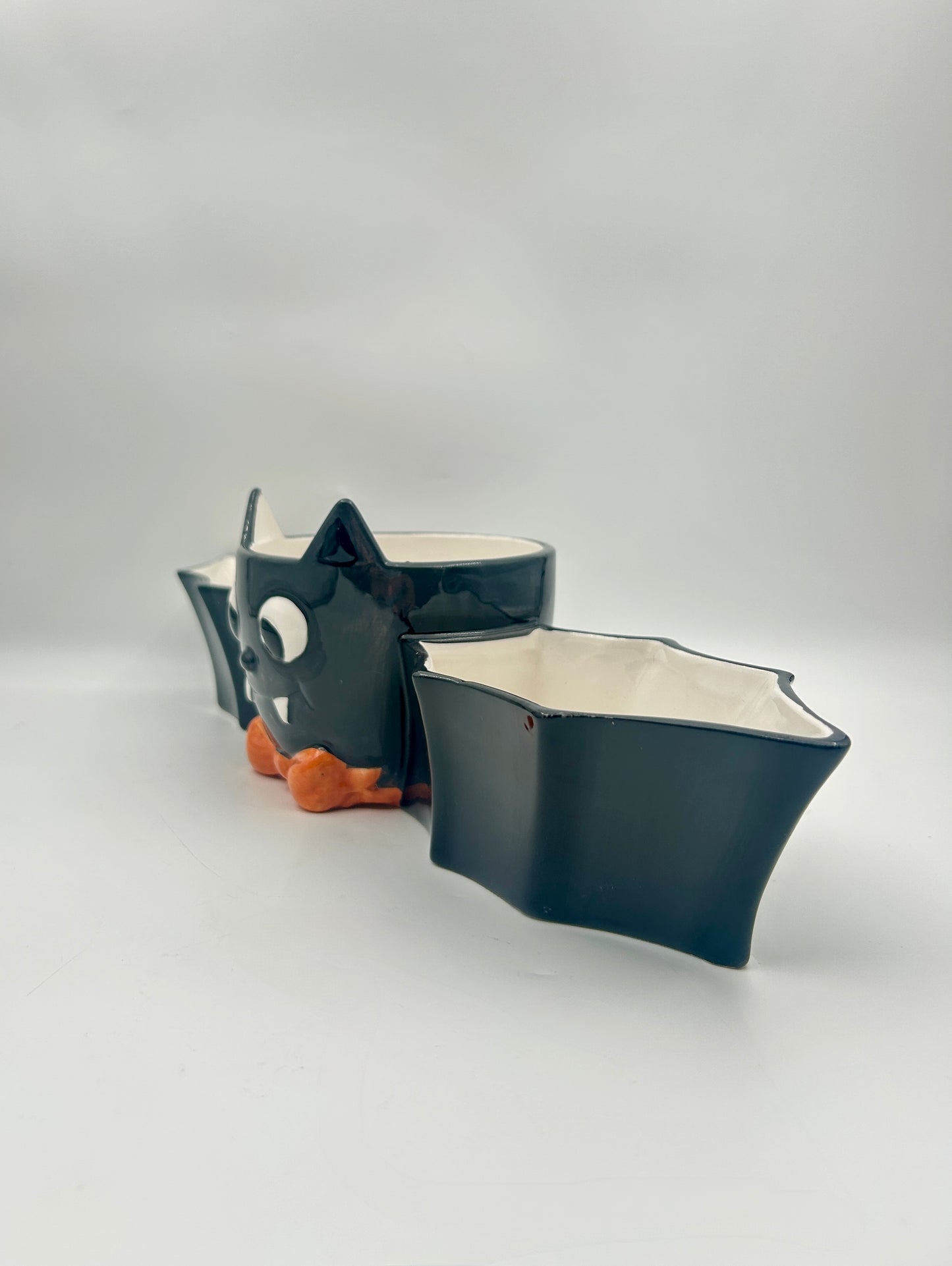 RAZ Bat Halloween Candy Tray – 3-Section Ceramic Serving Dish – 4457666
