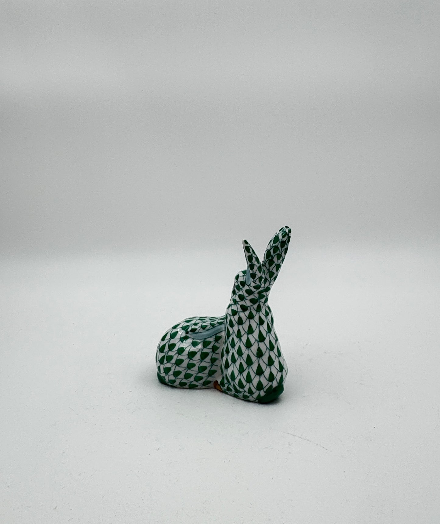 Herend Emerald Green Fishnet Pair of Bunnies